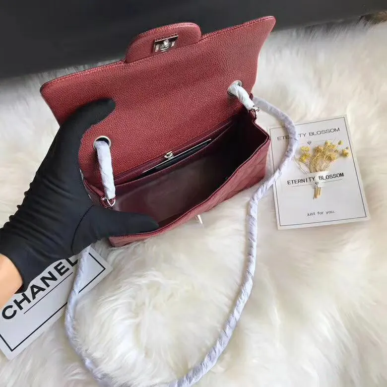 CHANEL 牛皮 CF mini 进口球纹牛皮 链条包 精致链条款