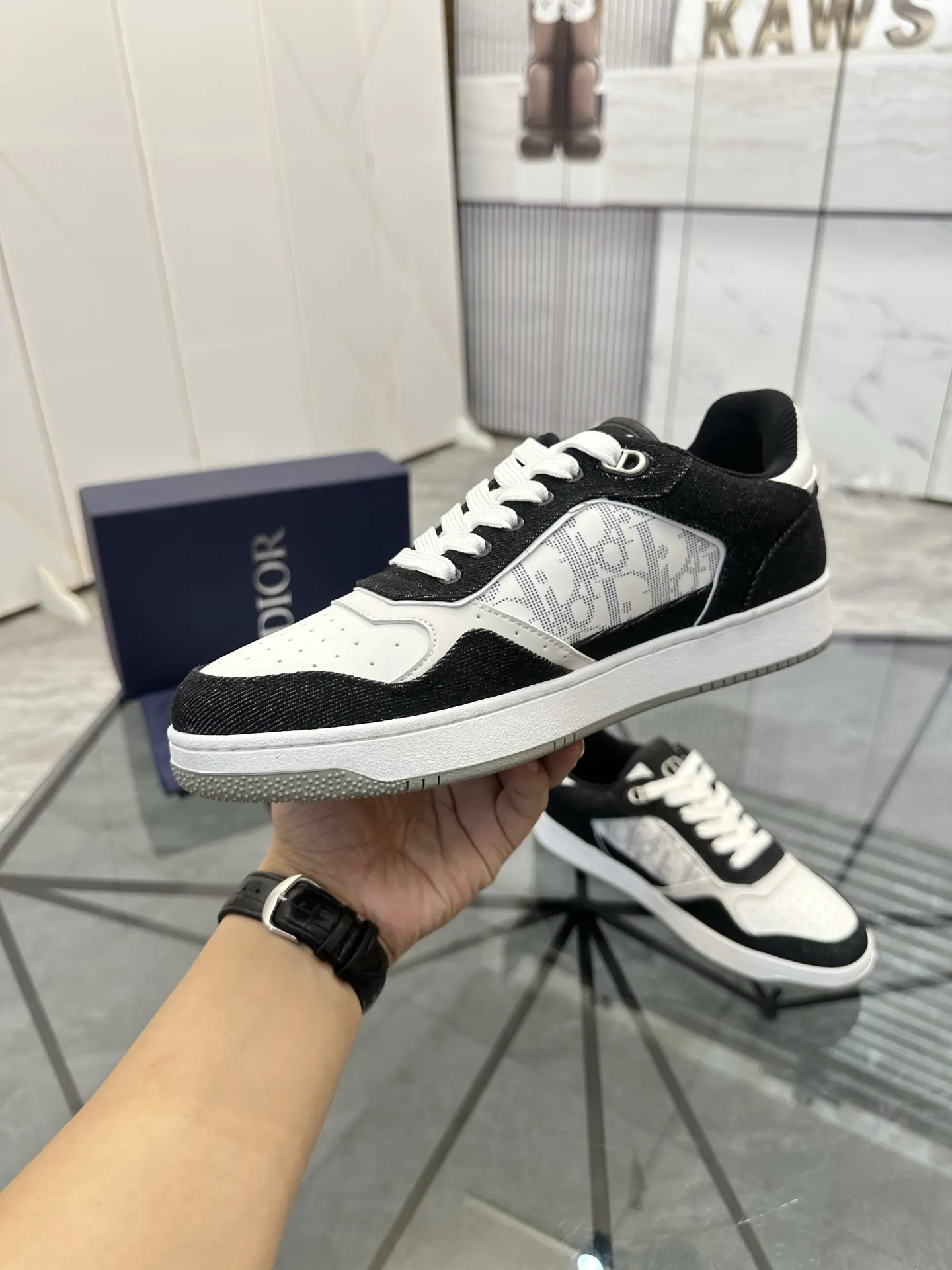 Dior 黑白拼色牛皮低帮运动鞋 休闲
