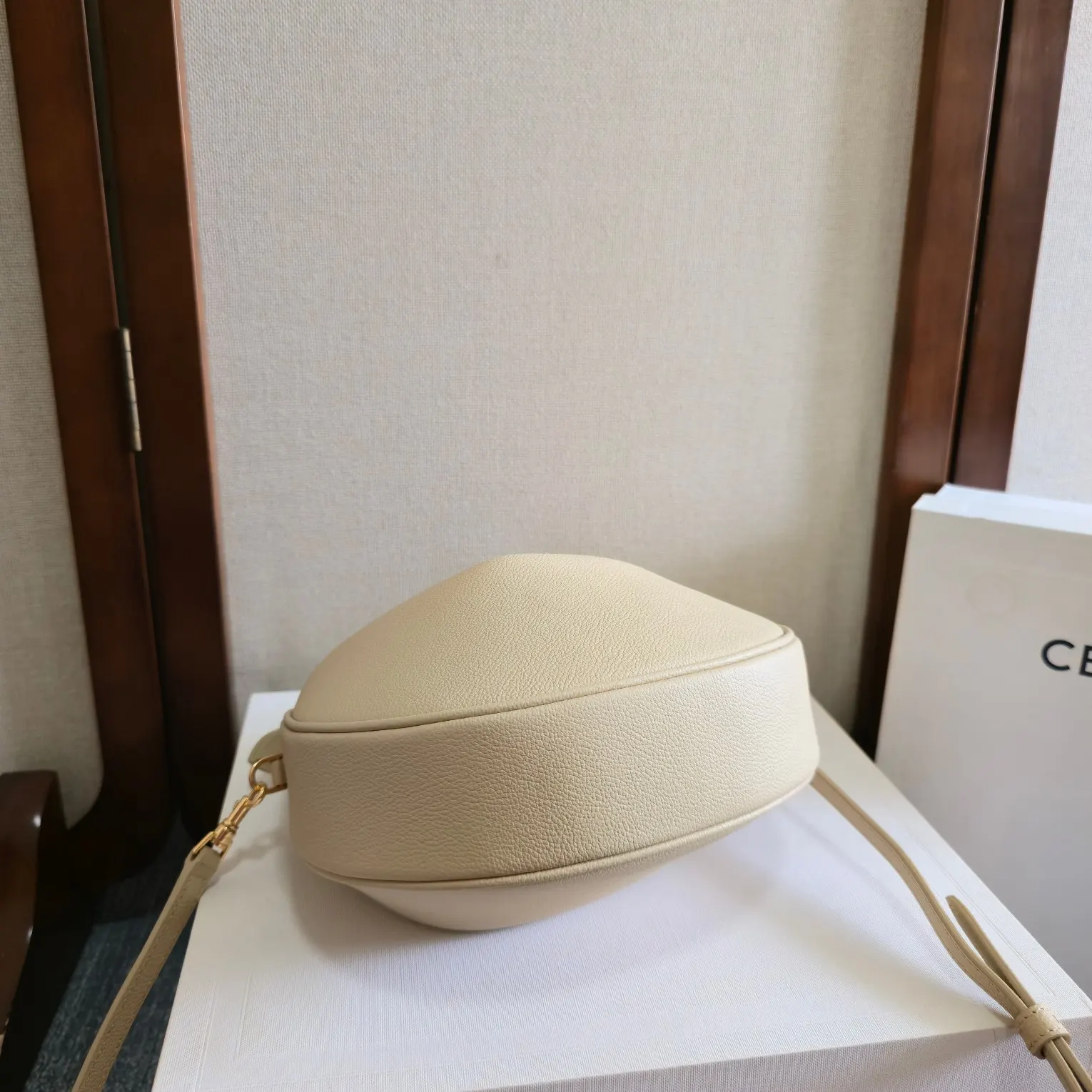 Beige Crossbody Bag Commuter Lightweight Leather