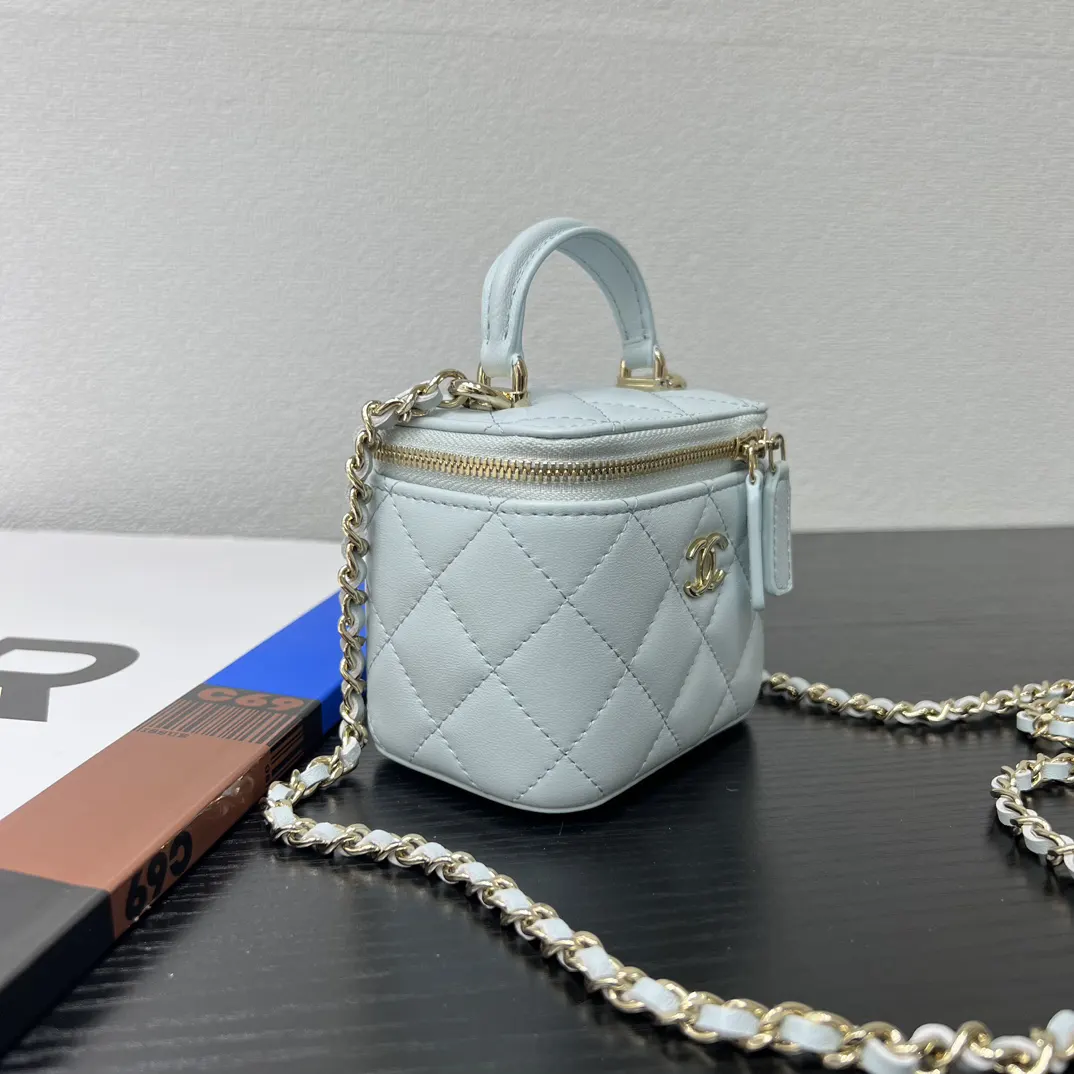 Chanel 19 Mini Blue Leather Quilted Chain Bag Image 3 Chanel 19 Mini Blue Leather Quilted Chain Bag Image 3