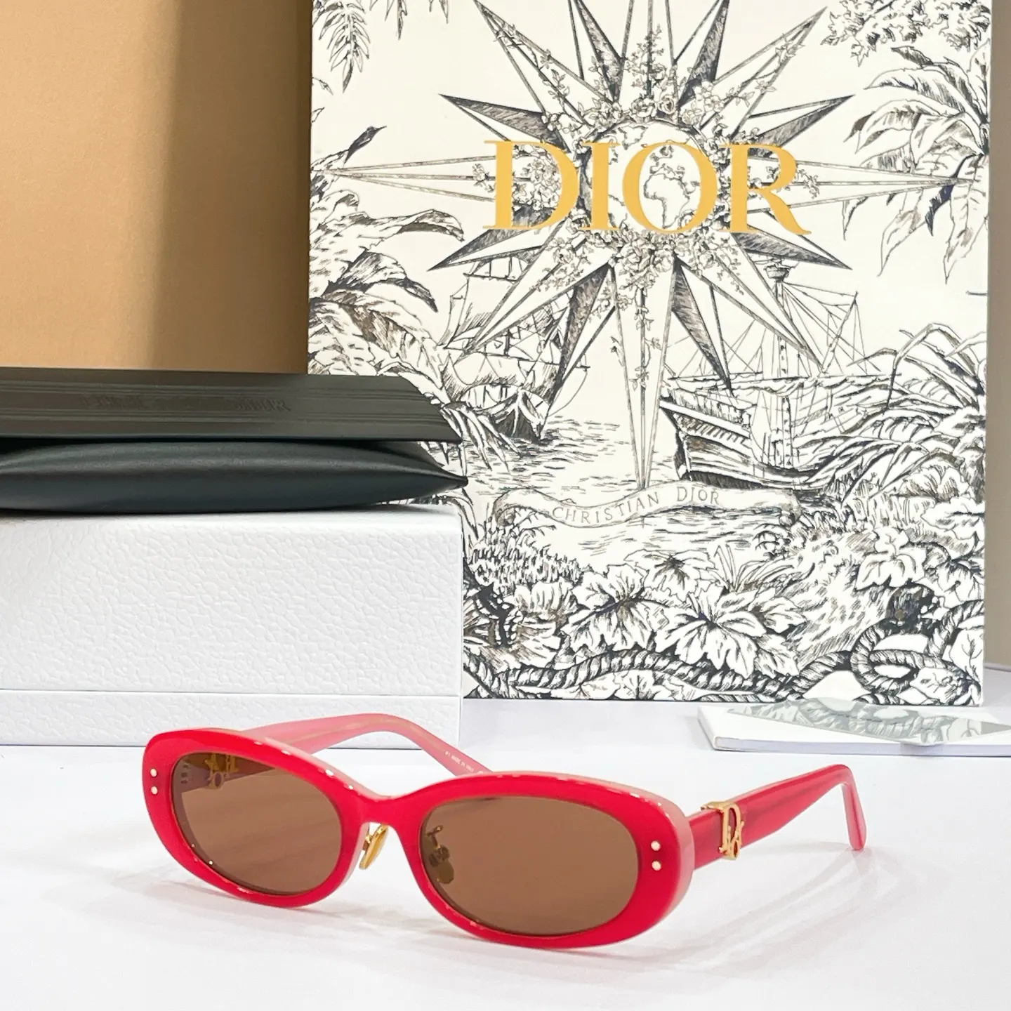Dior Oblique 黑色椭圆太阳镜 老花镜腿款