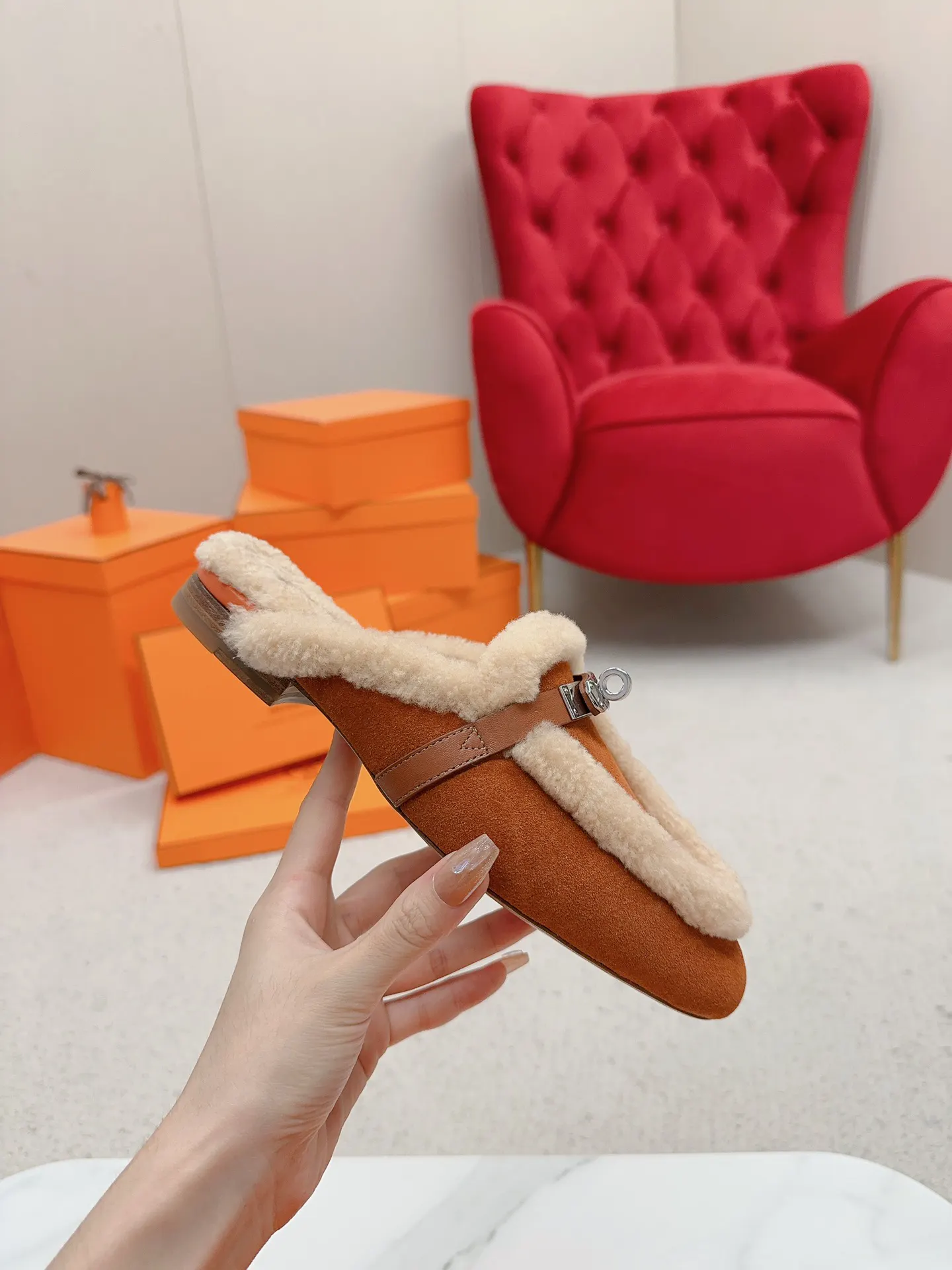 Hermès 小牛皮 拖鞋 舒适