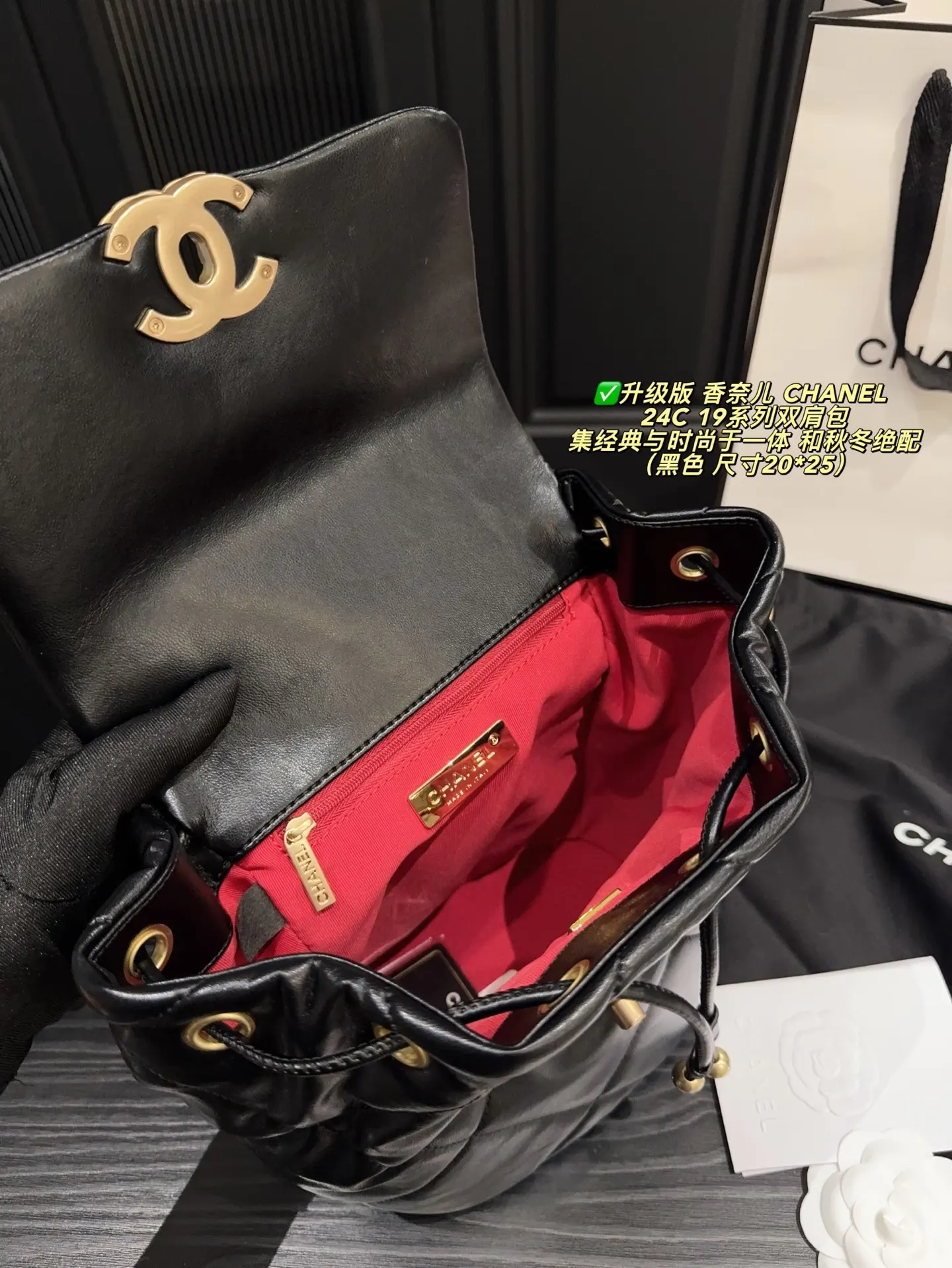 Chanel Black Gold Backpack