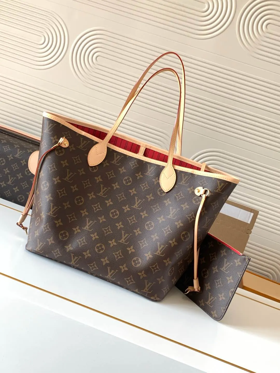 Neverfull 老花 牛皮 托特包 大容量托特款