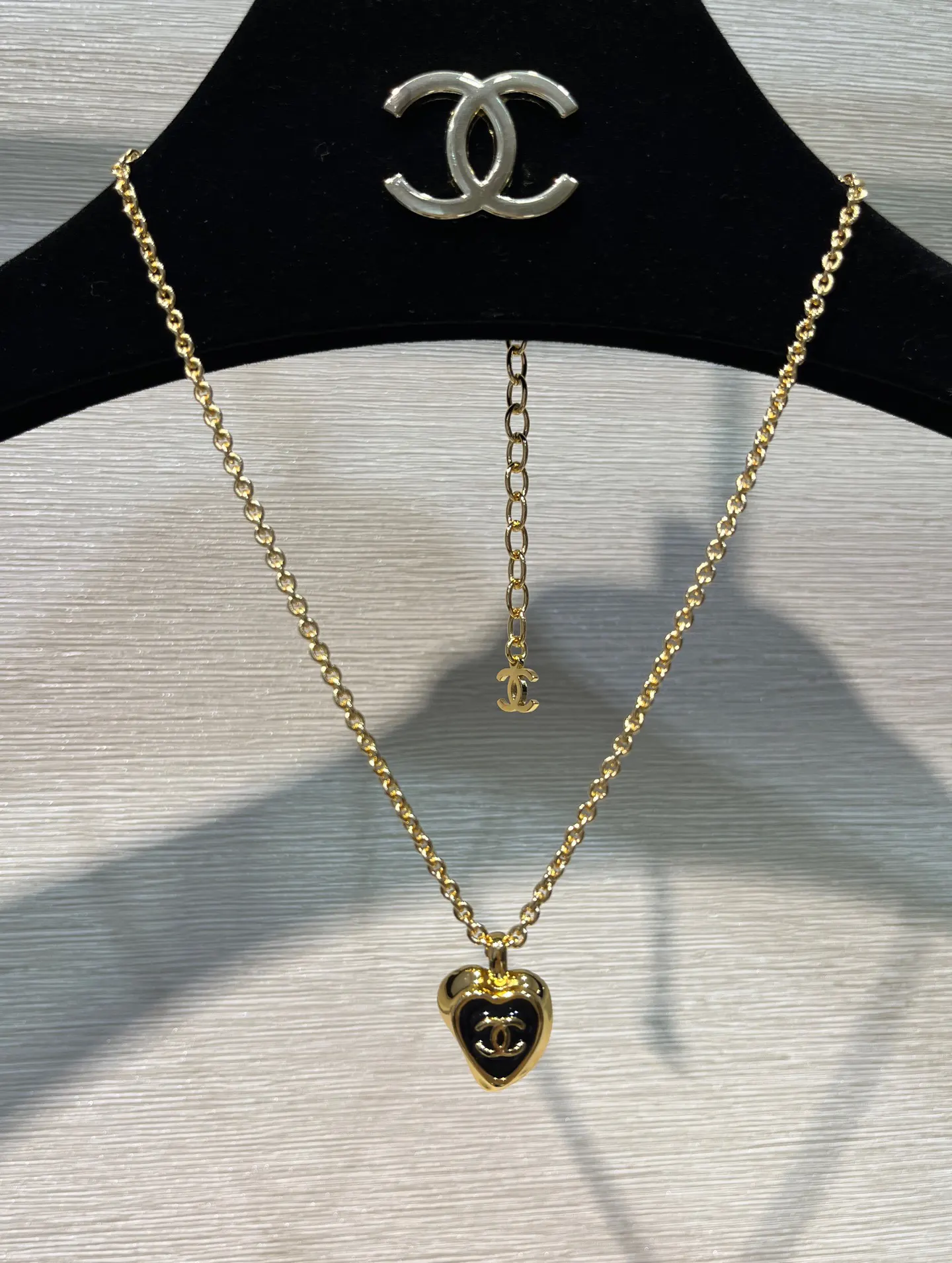 Chanel 黑金 黑色 金色 双C 项链 精致锁骨链