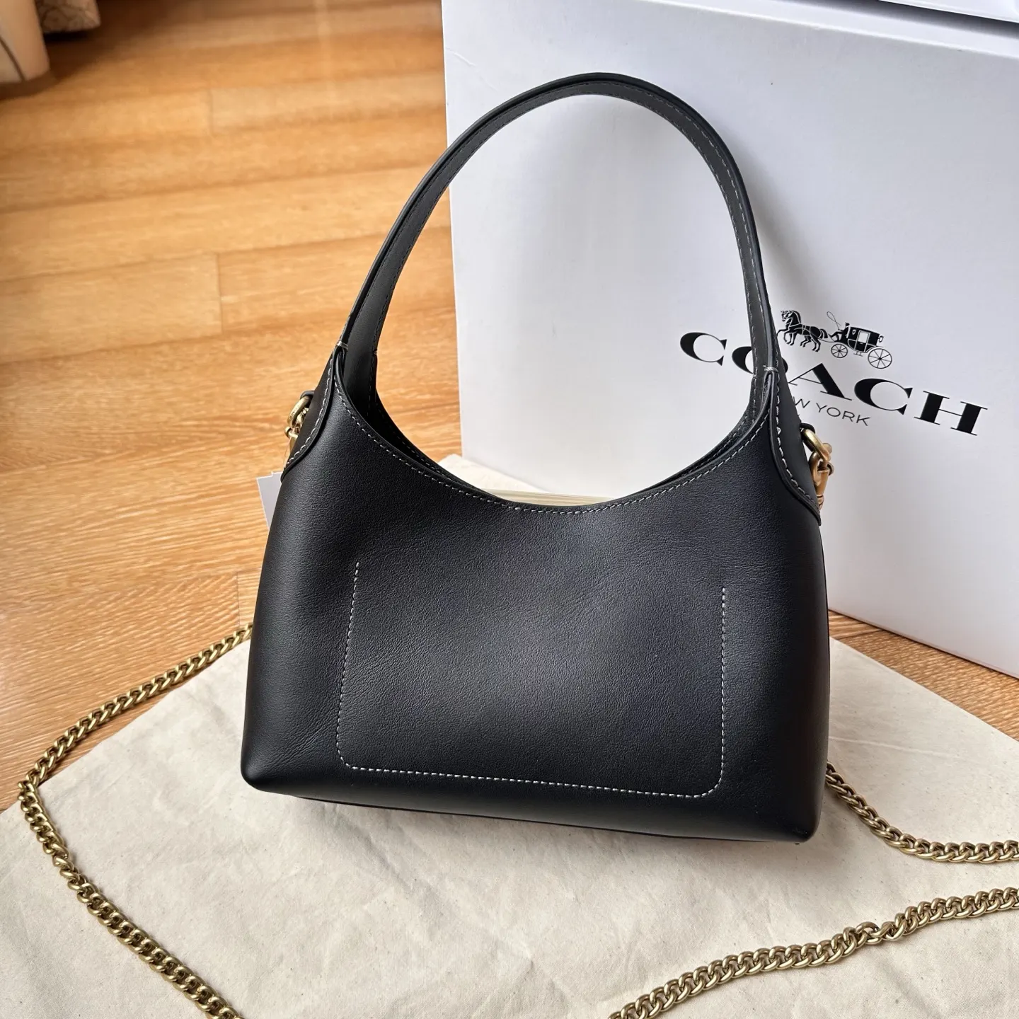 Black Hobo Shoulder Bag Vintage Leather