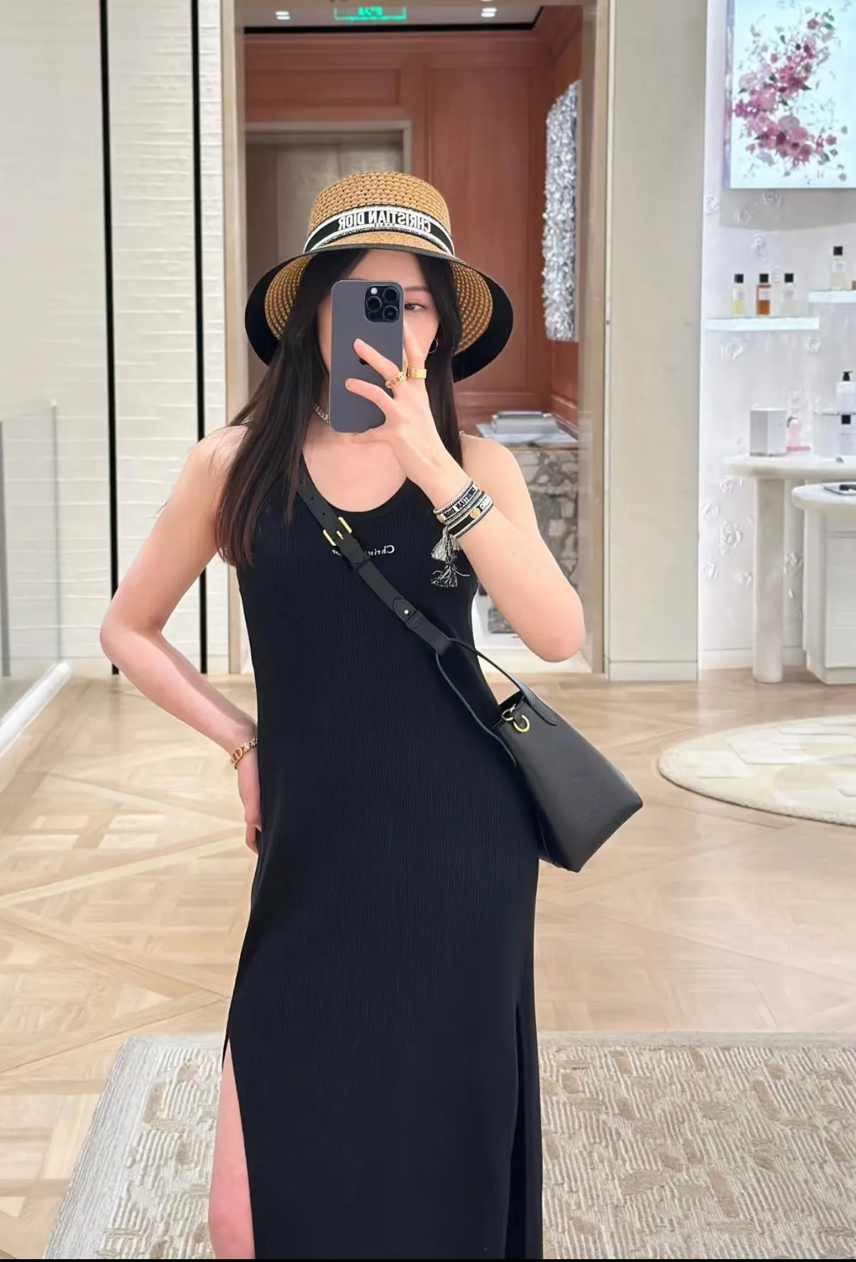 Dior 草编渔夫帽 黑色宽边 帽子