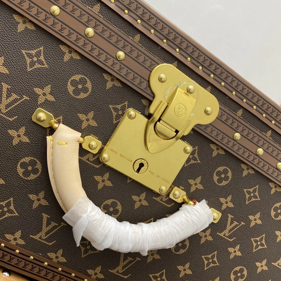 LV 金色 帆布 硬箱 纯铜五金 ALZER 硬箱 著名的Alz 行李箱 旅行拉杆款 轻便出行款