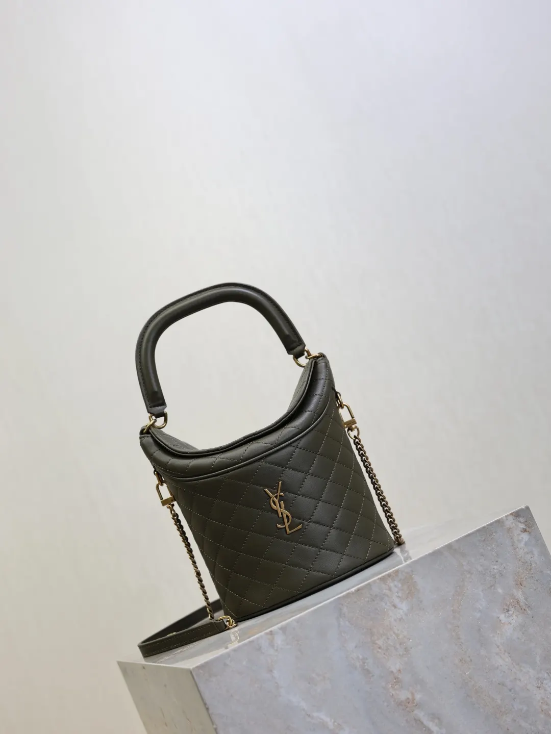 YSL 绿色 GabyBucket翻盖水桶包 薯条包 见面 链条包 精致链条款