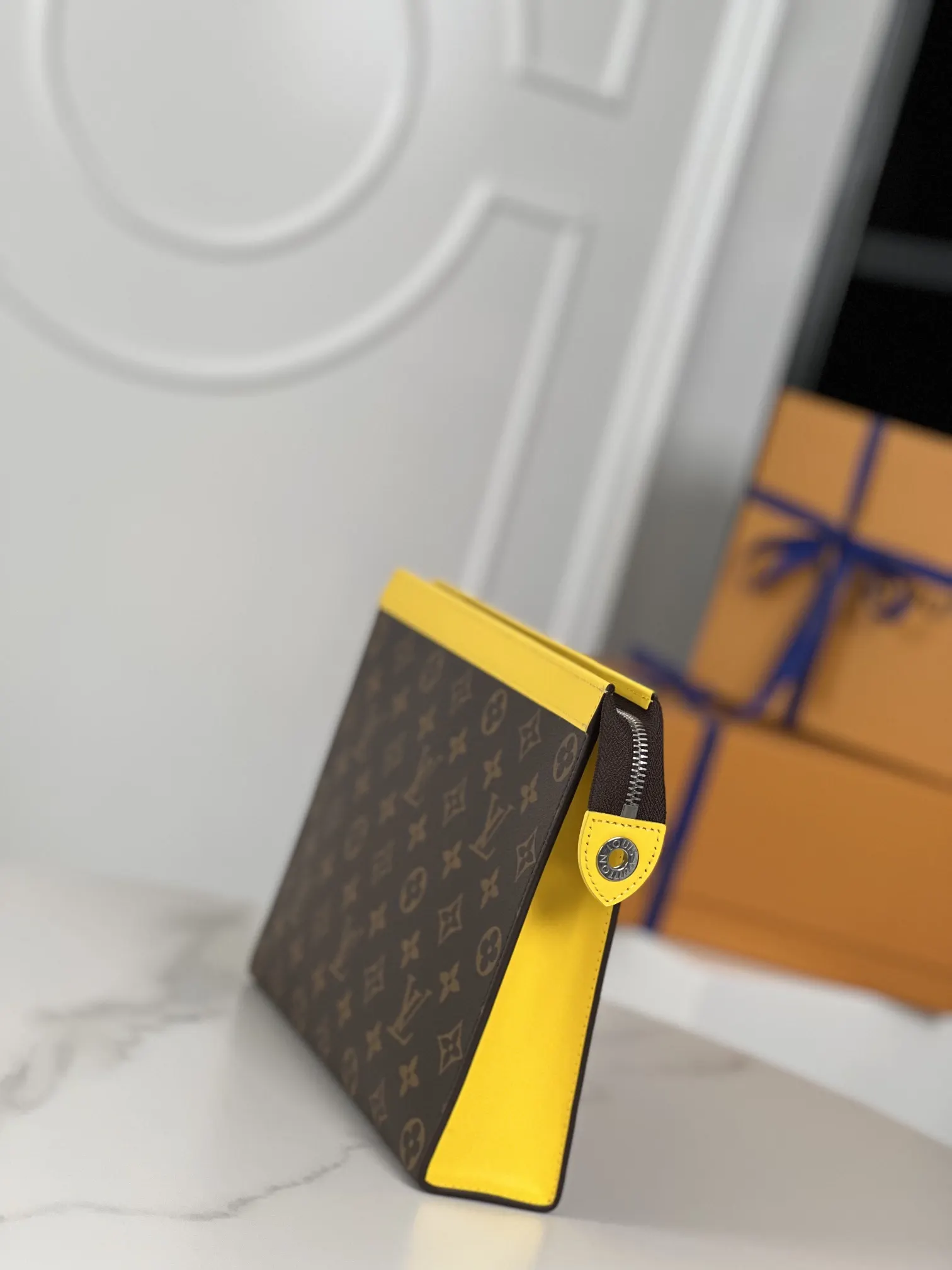 Yellow Clutch Bag Leather