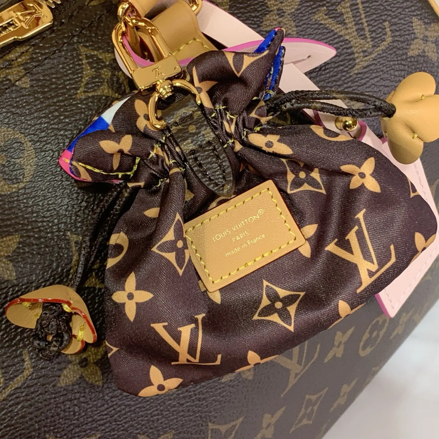 Speedy 黑色 老花 帆布 链条包 精致链条款