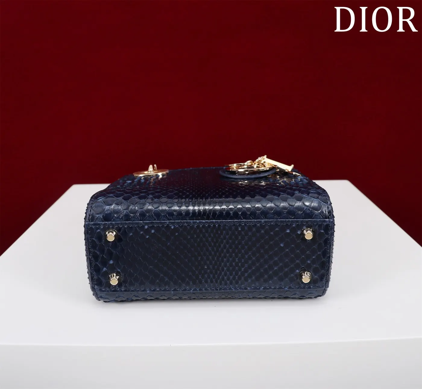 Dior Lady Dior Lady 蓝色藤格纹手提斜挎包 红底