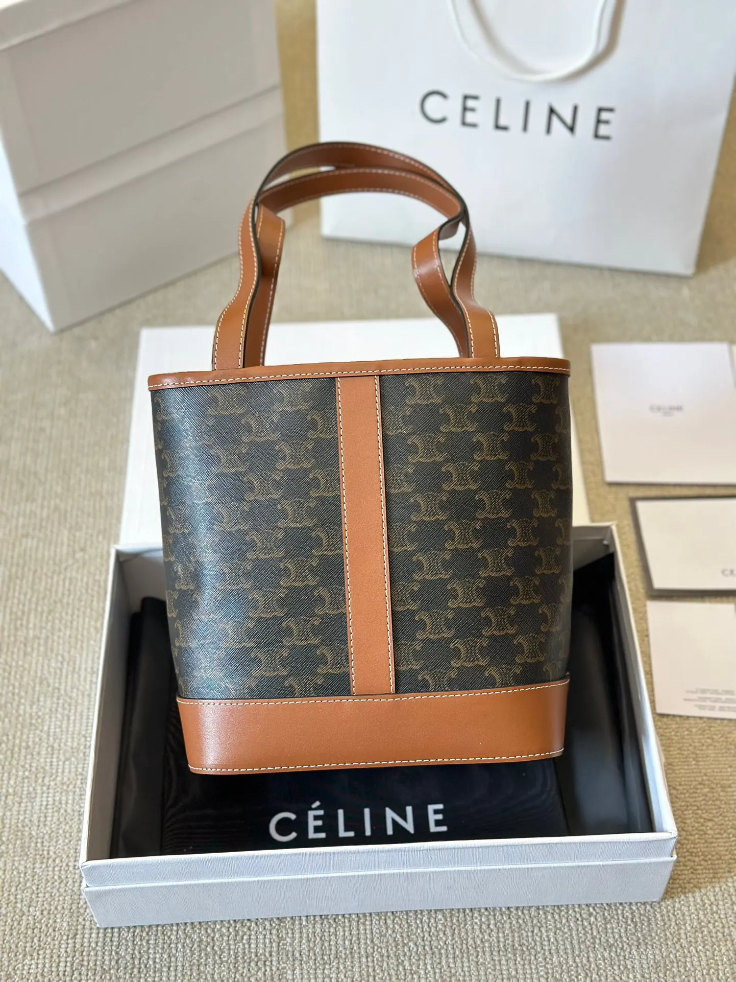 Celine 老花 牛皮 腋下包 复古腋下背款