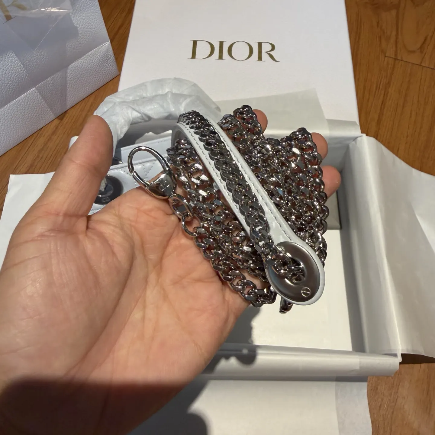 Dior Lady 藍色 羊皮 鏈條包 精致鏈條款
