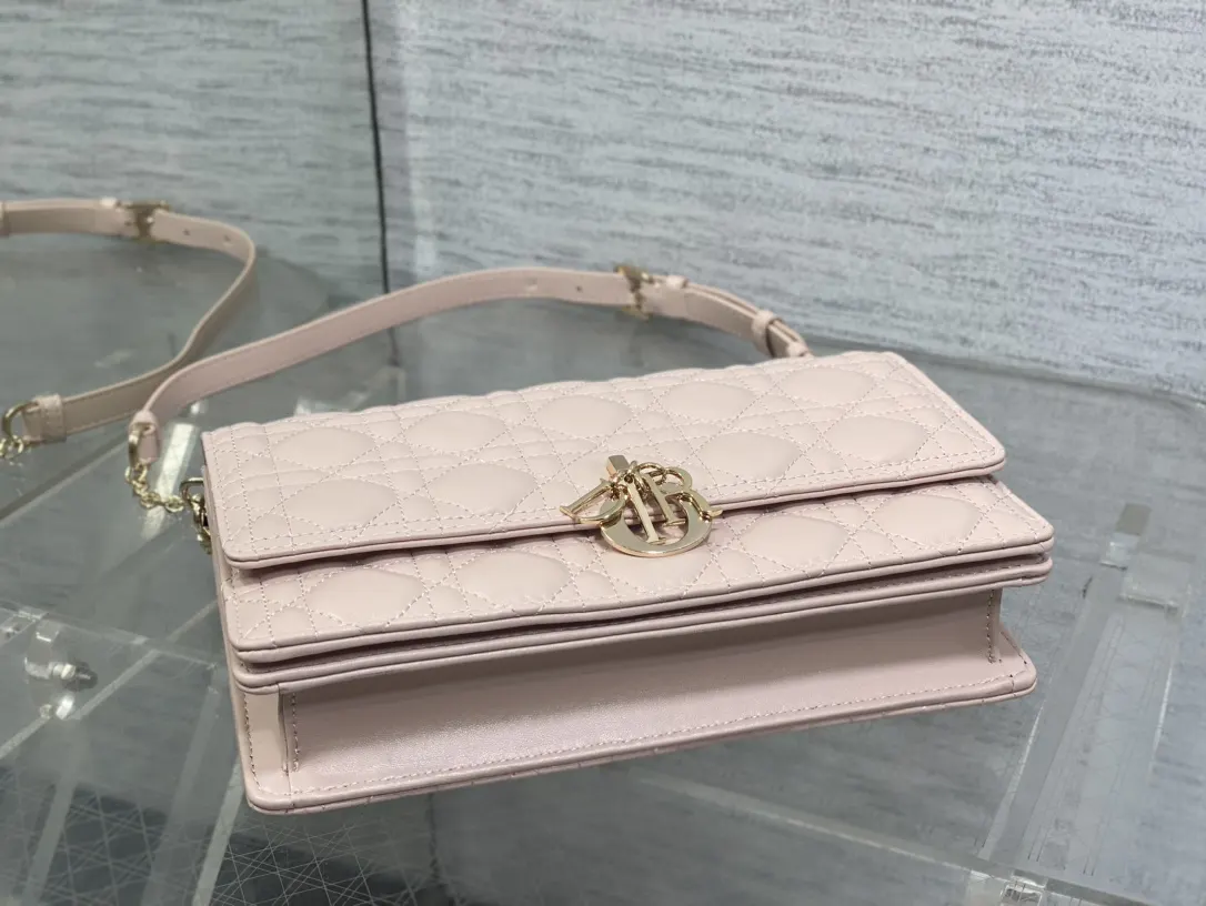 Dior 胭脂粉色羊皮手拿包 晚宴手拿