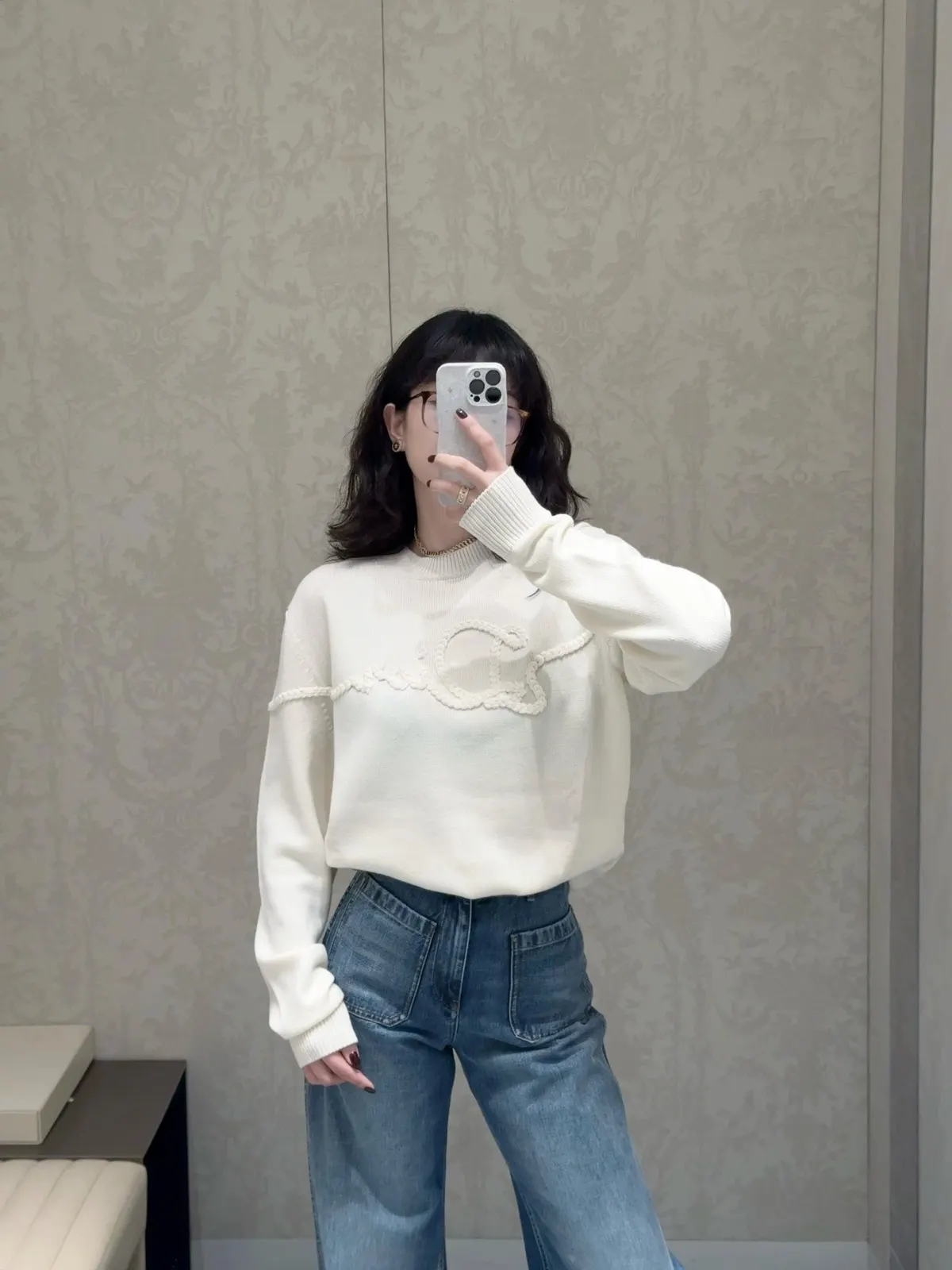 DIOR 白色 字母 刺绣 针织衫 质感针织款