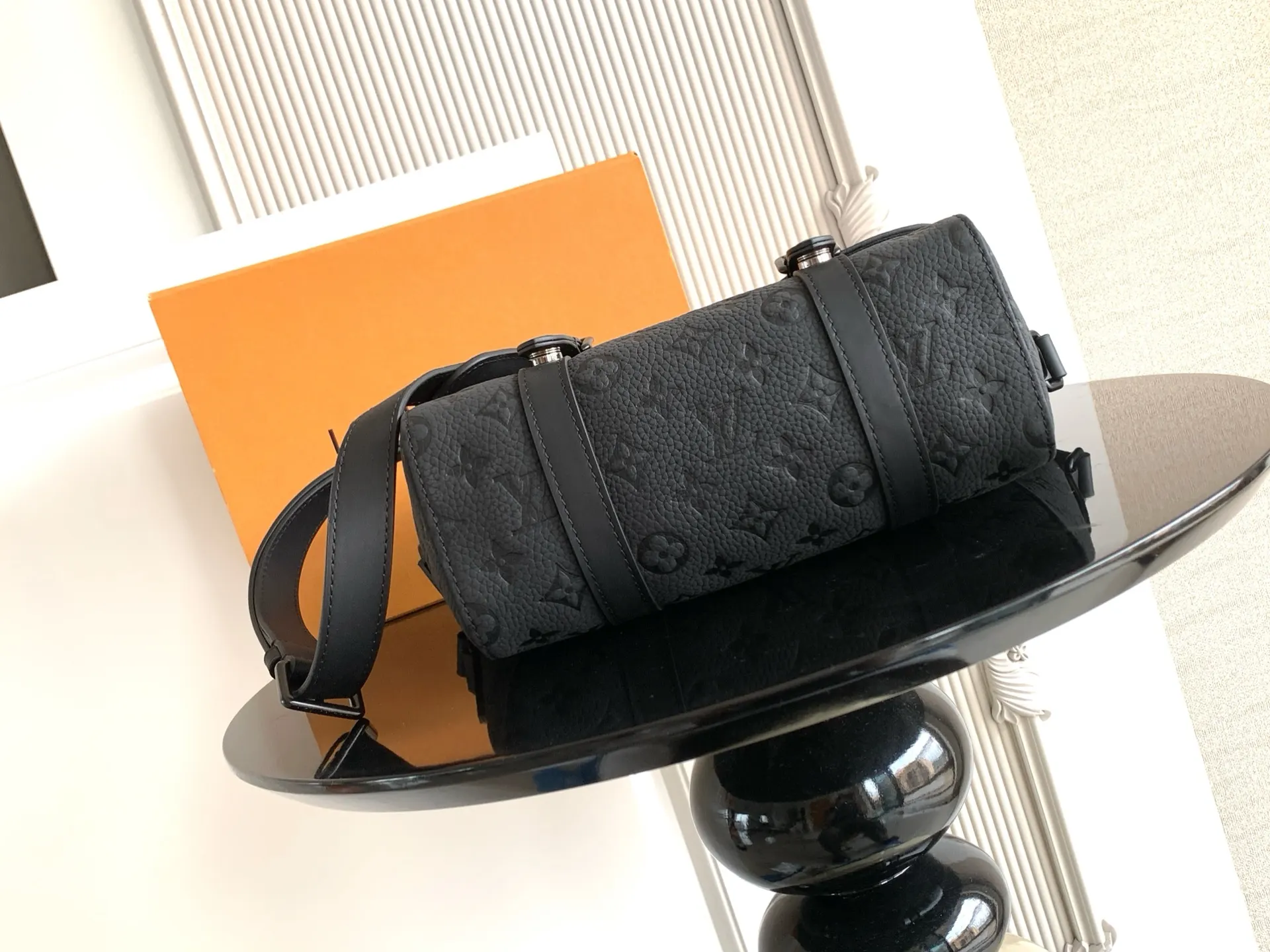 LV Black Embossed Flap Crossbody Bag Image 4 LV Black Embossed Flap Crossbody Bag Image 4