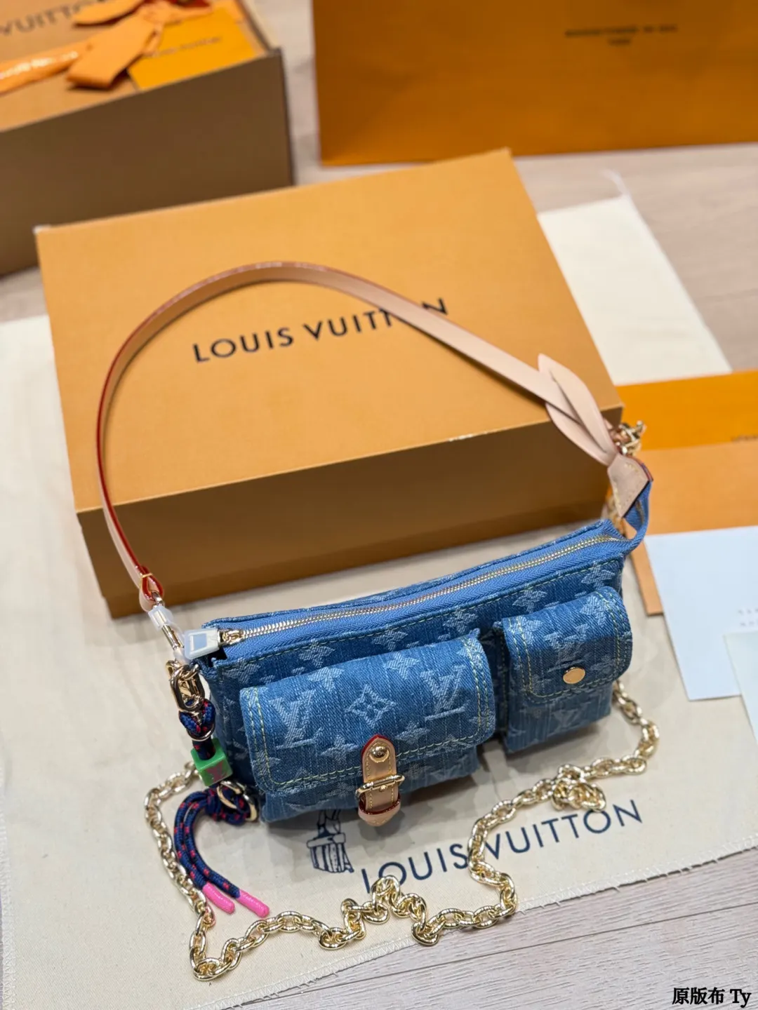 LV 老花 牛仔 Mo鏈條包 精致鏈條款
