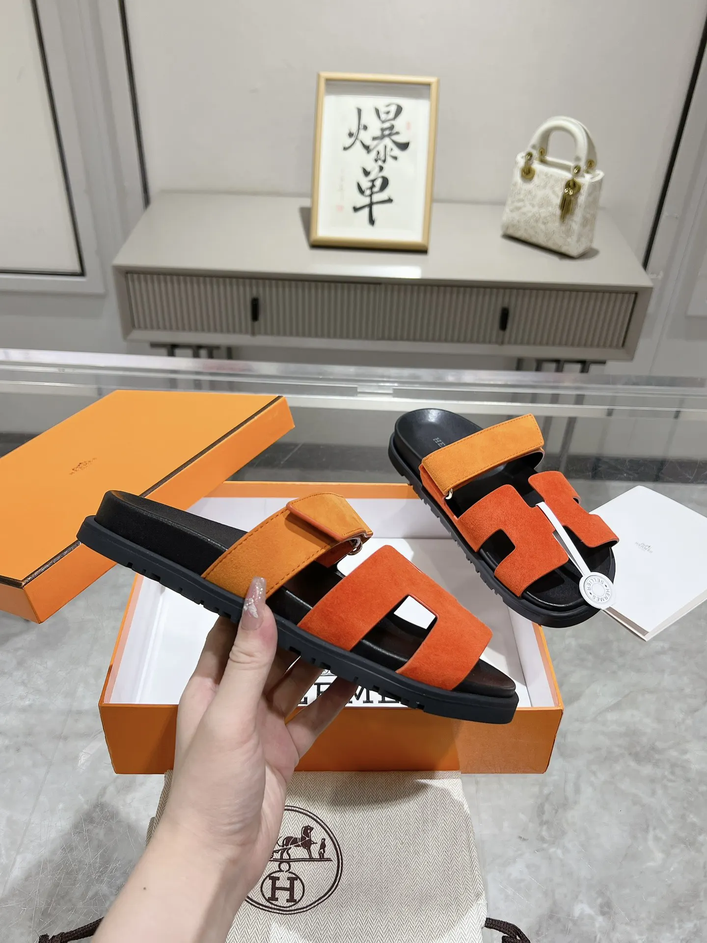 Hermès 拼色 拖鞋 舒適
