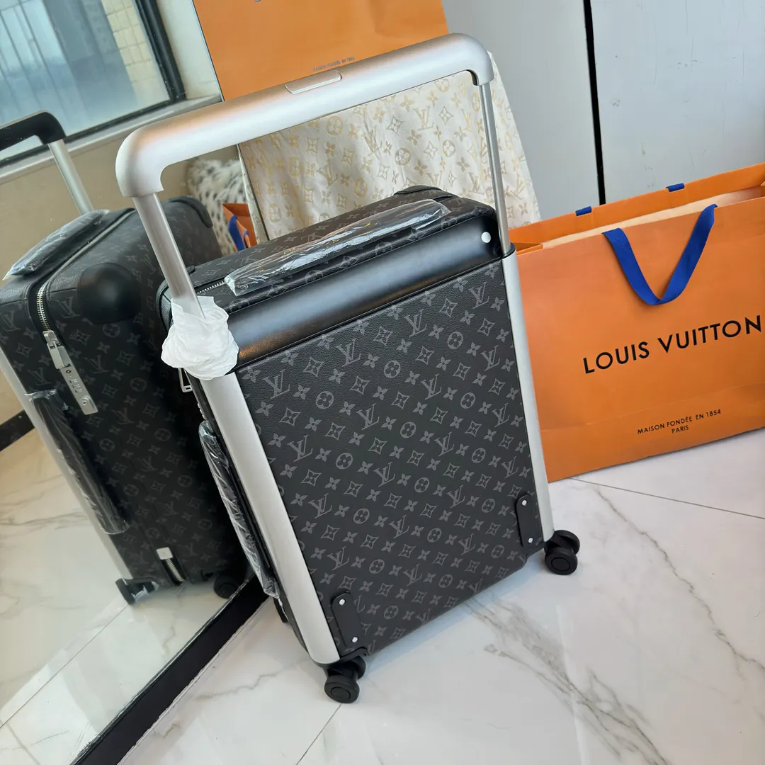 LV 黑色 老花 帆布 ｜ 版 登机行李箱 四轮 旅行拉杆款 輕便出行款
