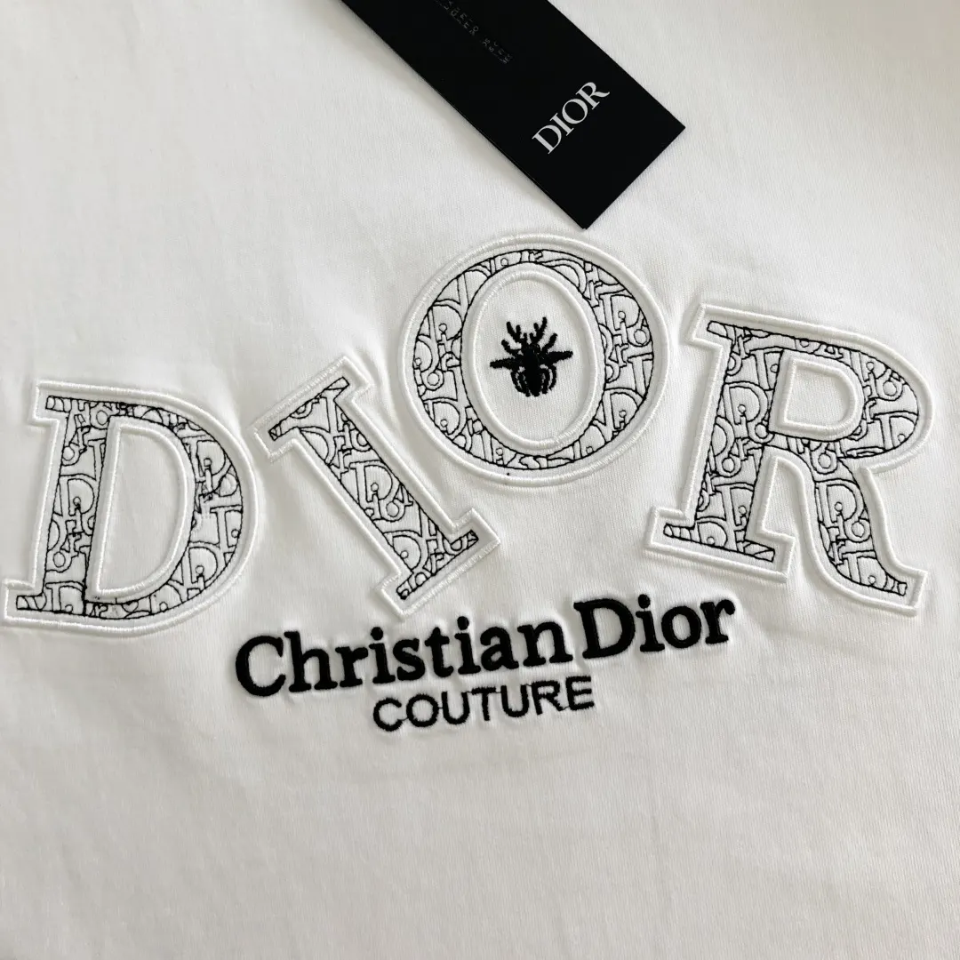 Dior 白色手写字母短袖T恤 休闲款 白色款
