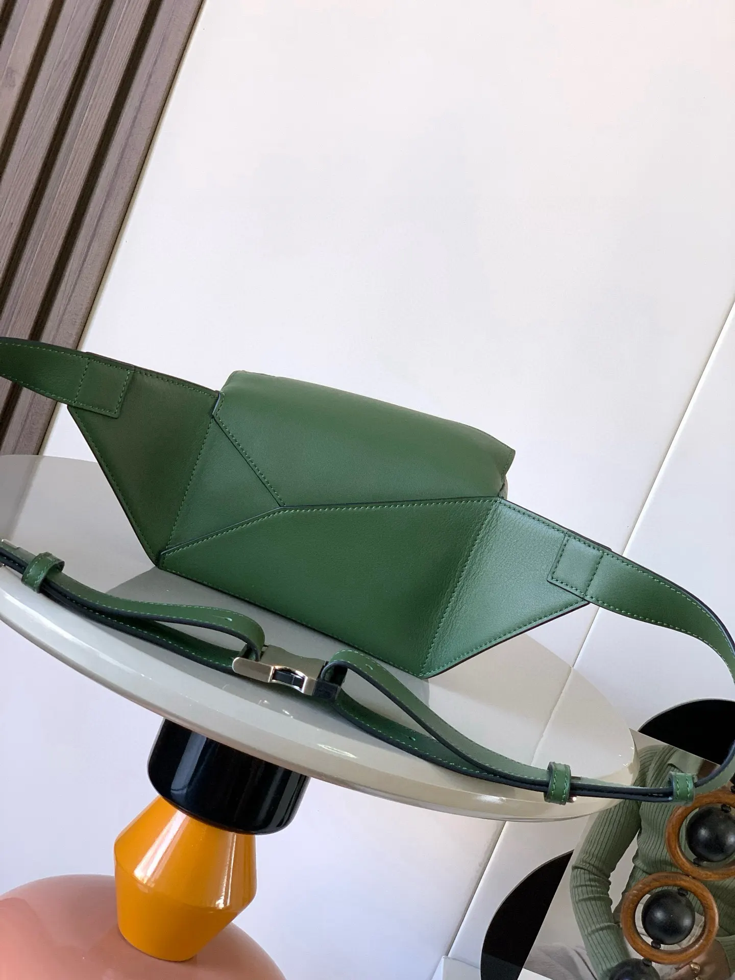 Green Belt Bag Classic Casual Leather