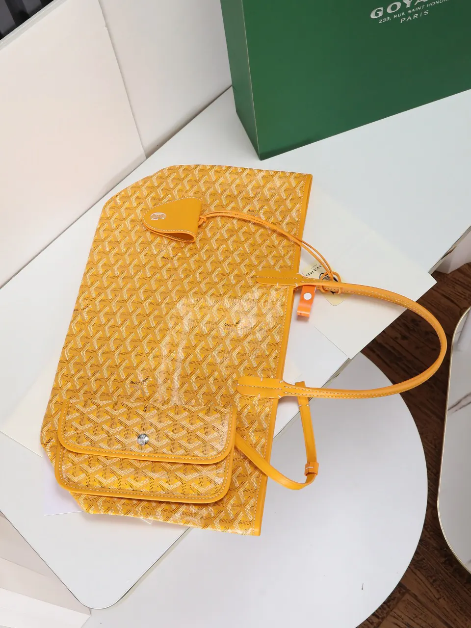 Goyard Yellow Hobo Shoulder Bag Vintage Canvas