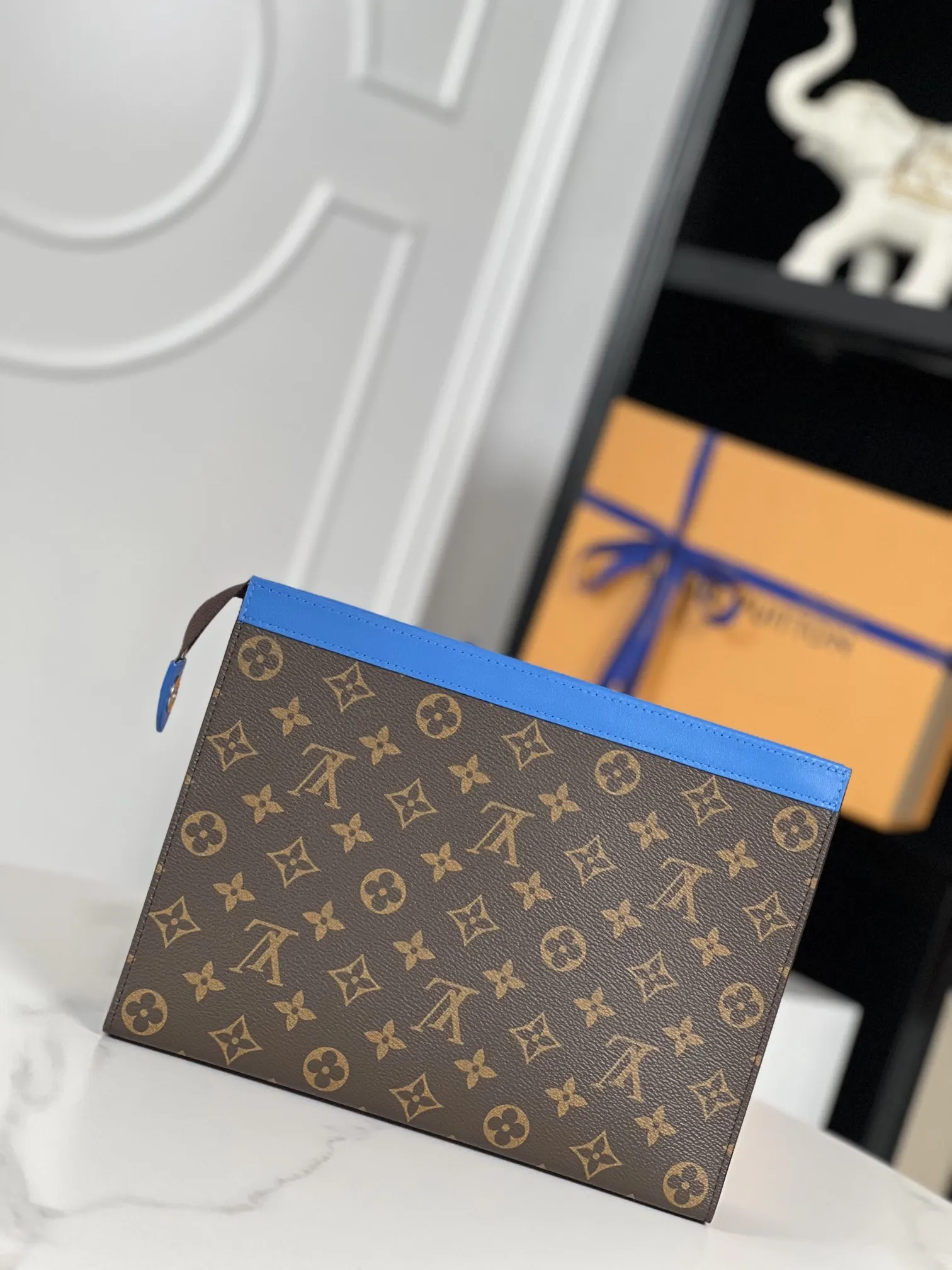 Blue Clutch Bag Leather