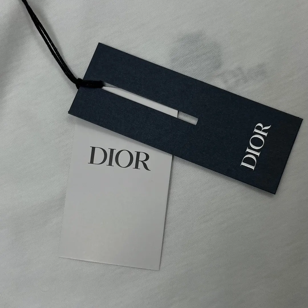 Dior 白色圆领短袖T恤 绿色刺绣