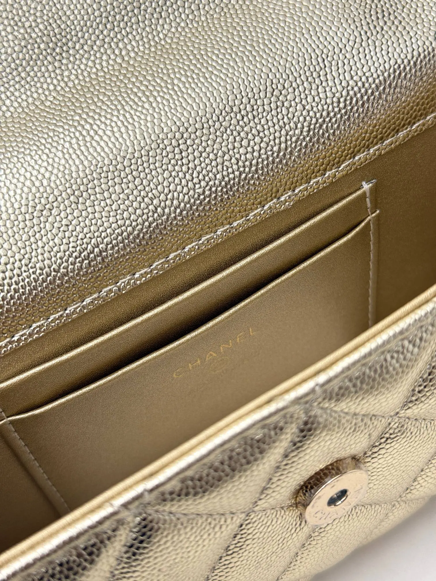 Chanel 米白色牛皮Kelly手提包 金链斜挎