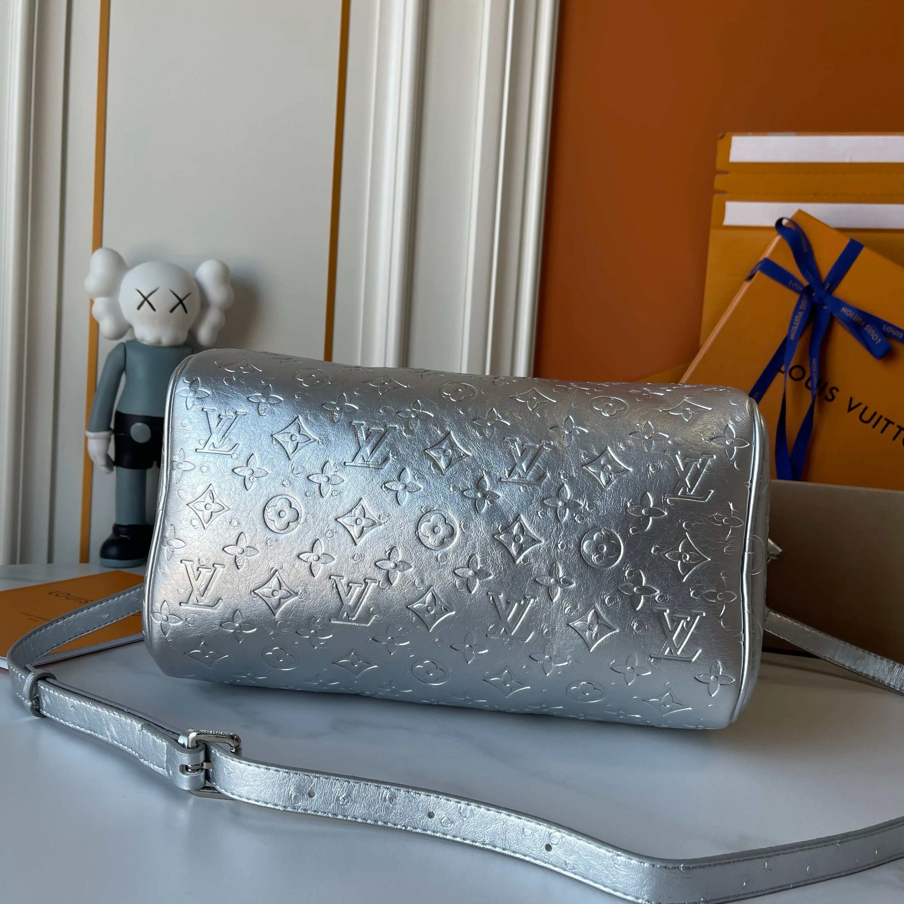 Silver Top Handle Bag Commuter Leather