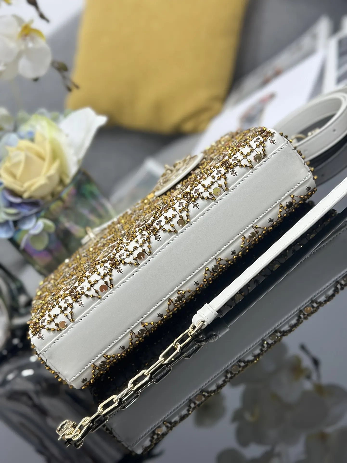 Dior 白色 金色 皮革 鏈條包 精致鏈條款