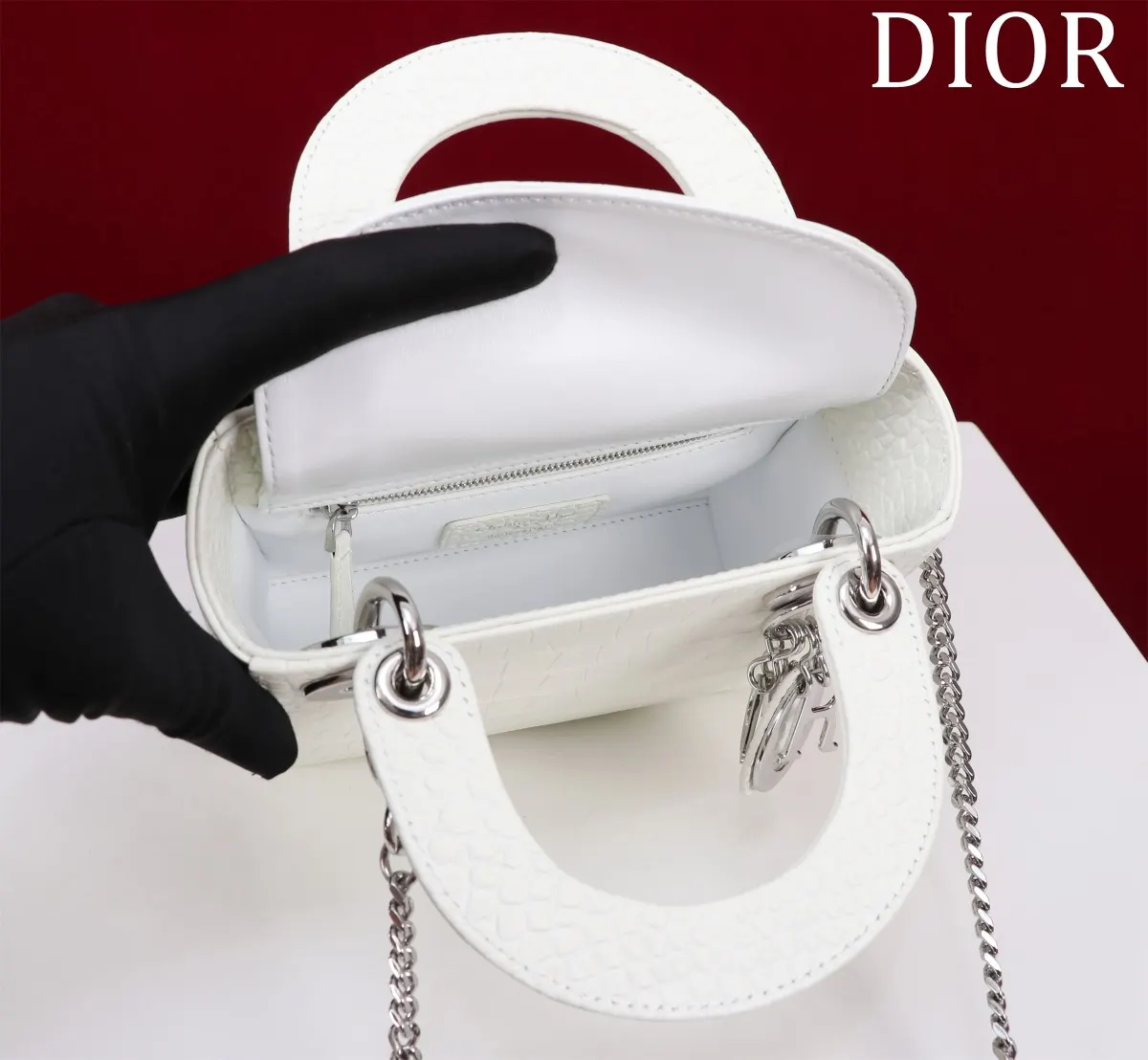 Dior Lady Dior 黑色羊皮Lady 手提斜挎包 金扣