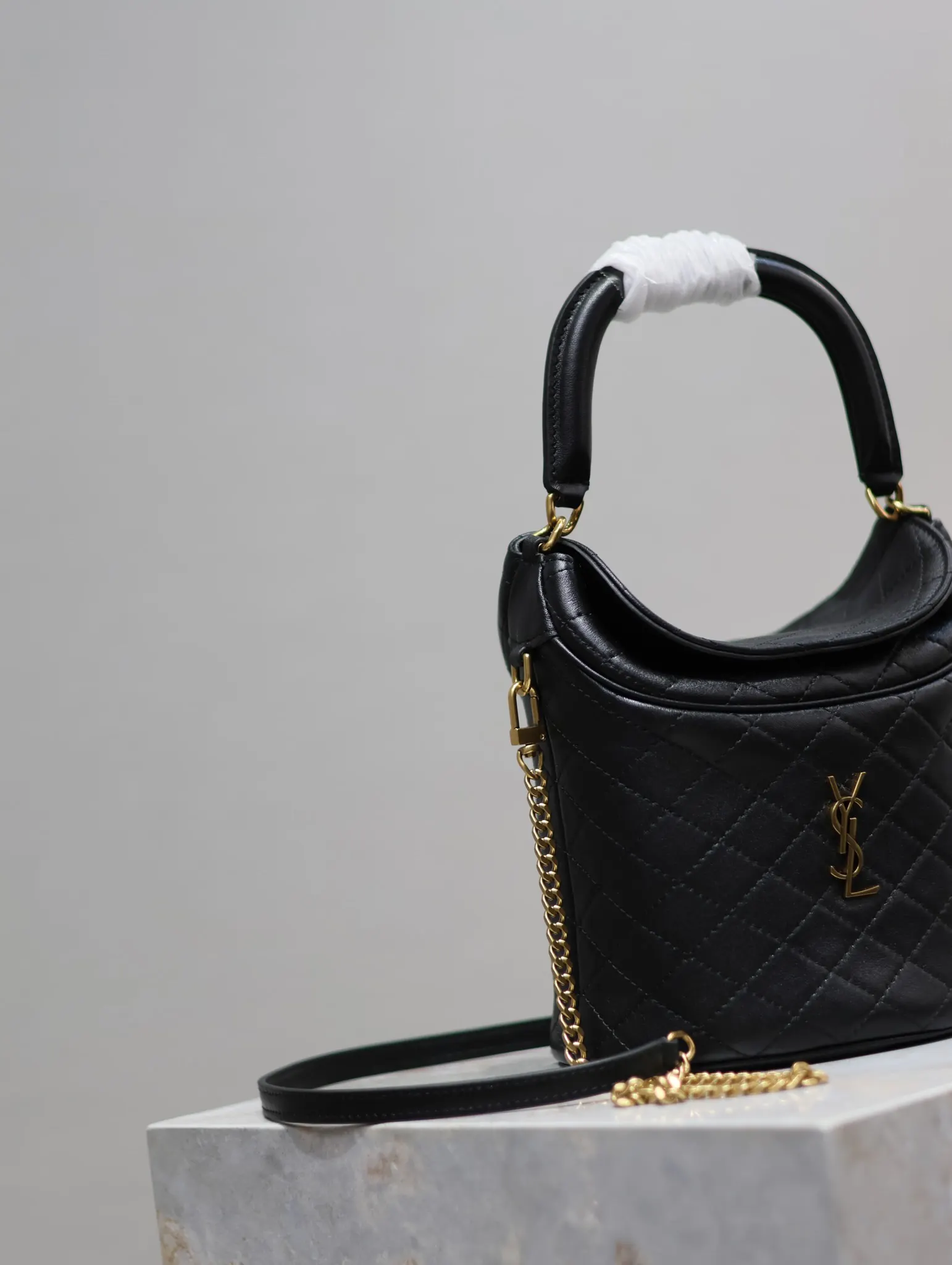 YSL 黑色 GabyBucket翻盖水桶包 薯条包 见面 链条包 精致链条款
