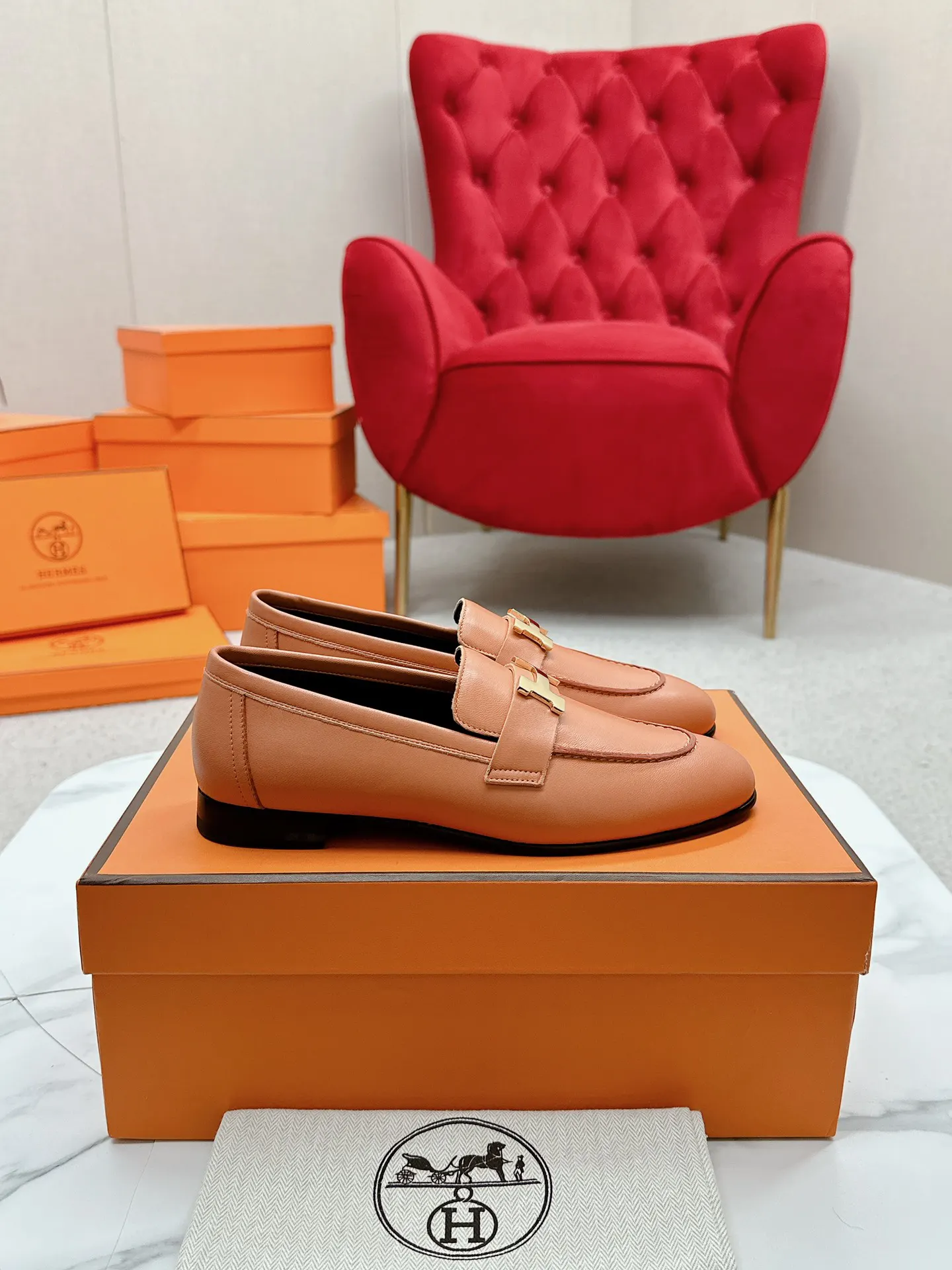 Hermès Royal 拼色 鞋履 舒适 乐福鞋