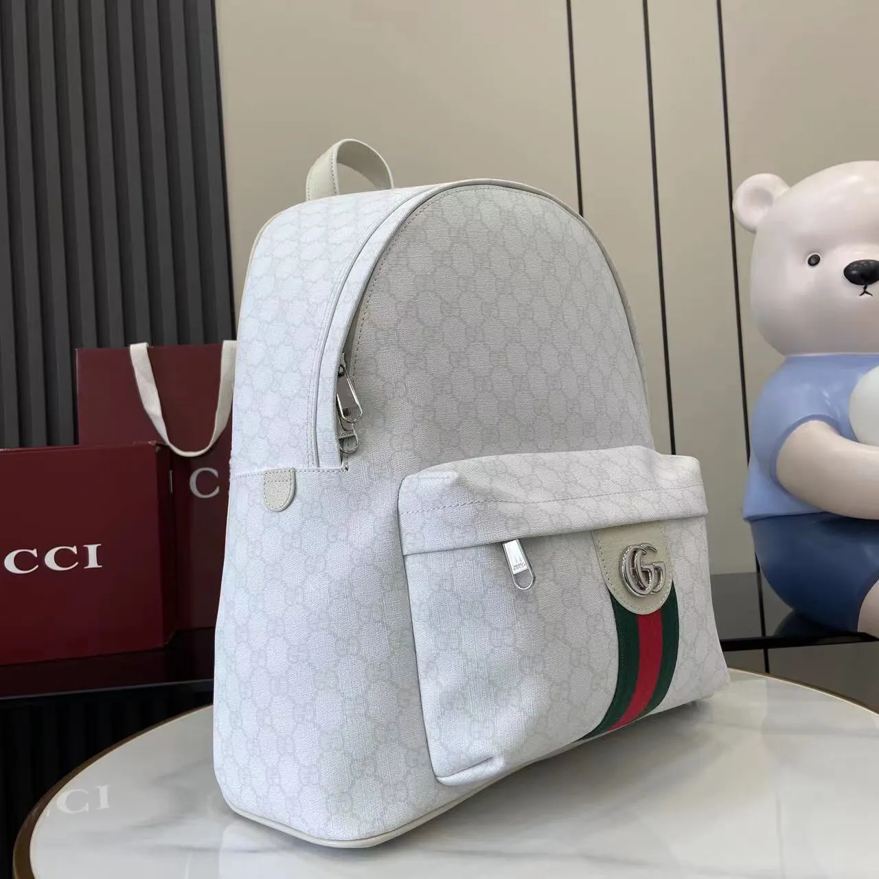 白色 綠色 帆布 雙肩包 实用雙肩款