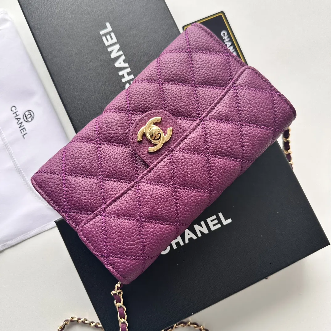 Purple Chain Bag Classic Leather