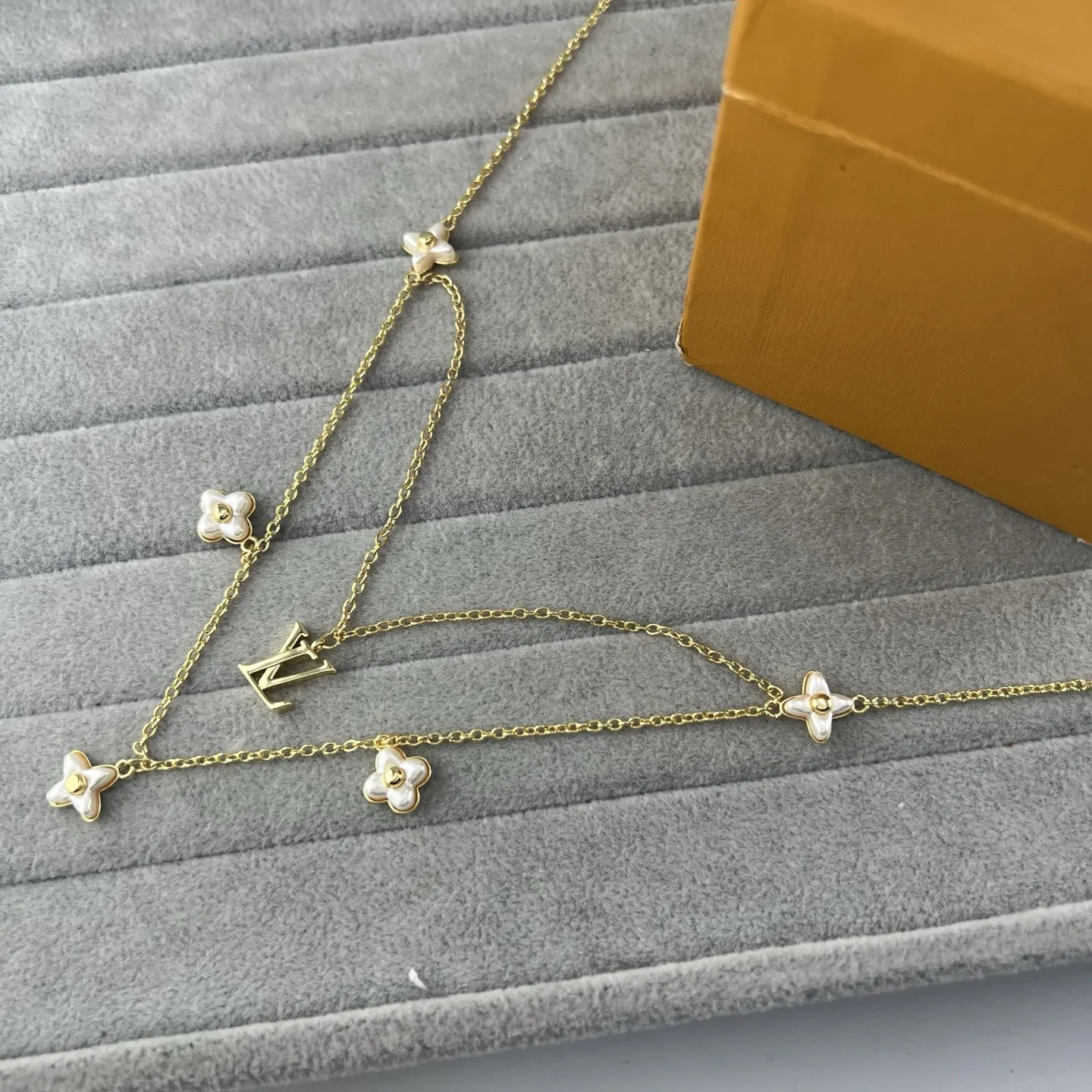 Louis Vuitton Gold Pearl Necklace