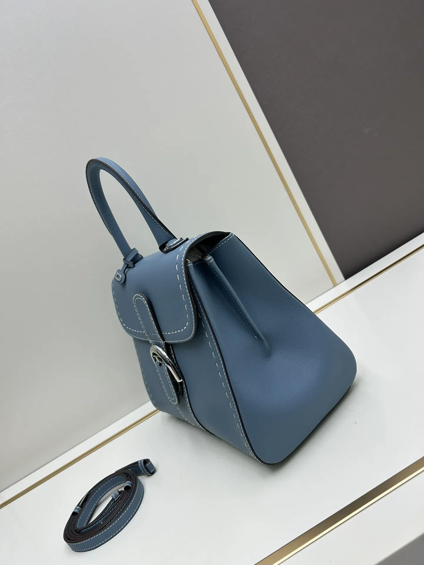 Delvaux 焦糖色 小牛皮 手提包 通勤手提款