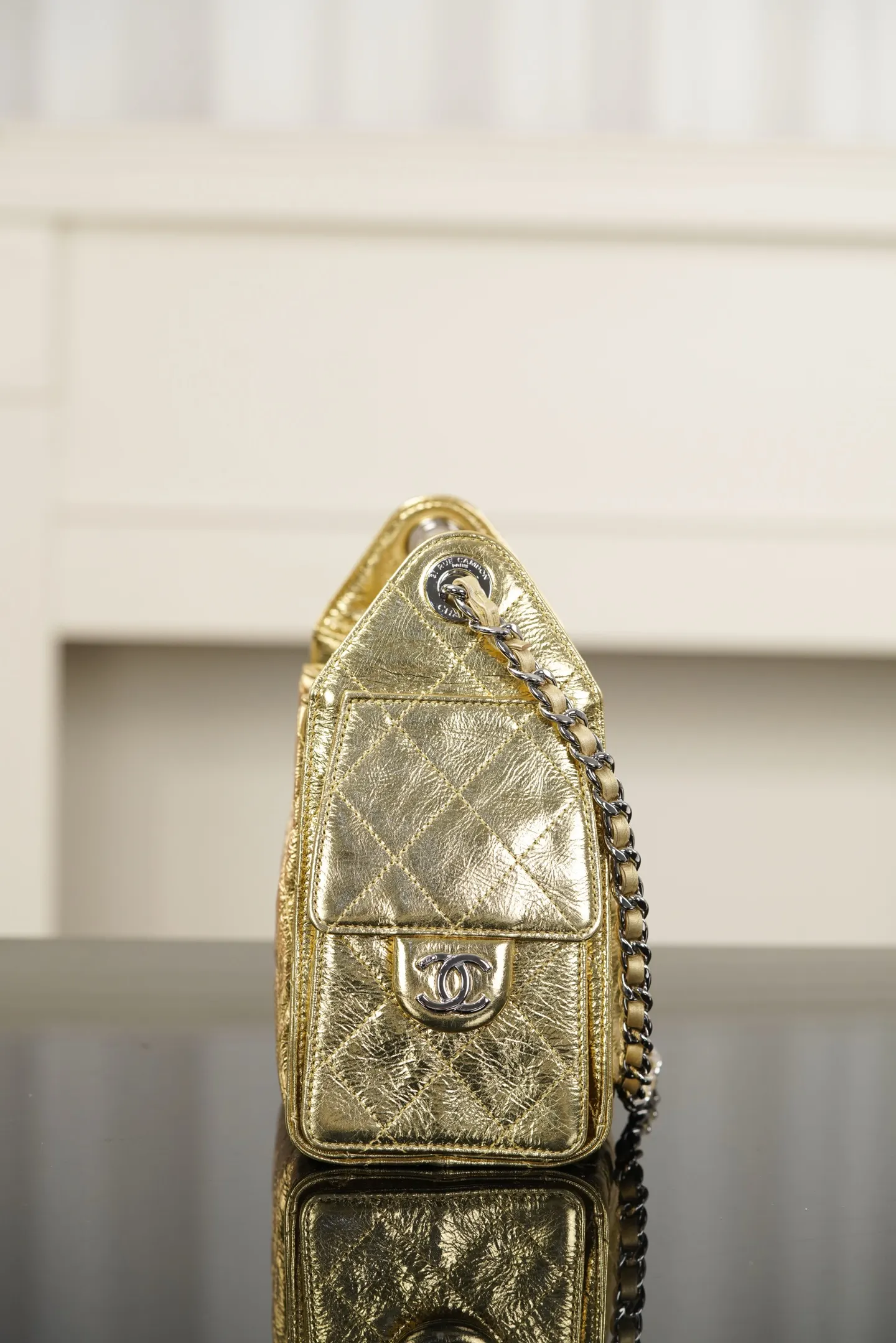 Silver Gold Bucket Bag Casual Leather