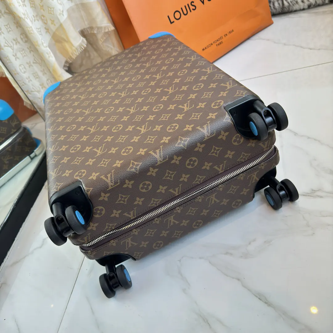 LV 棕色 老花 帆布 ｜ 版 登机行李箱 四轮 旅行拉杆款 轻便出行款