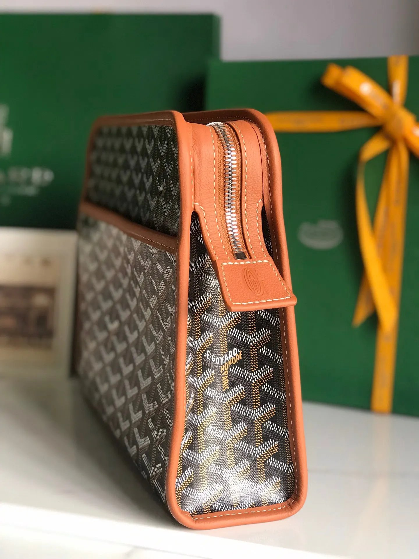 Goyard Yellow Clutch Bag Leather