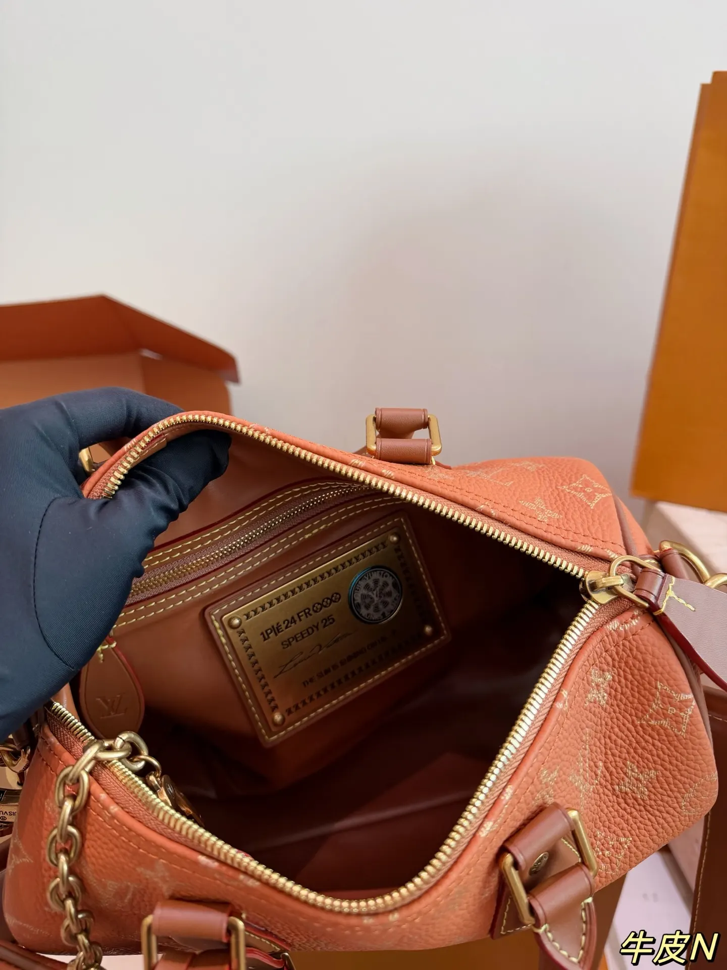 LV Speedy 焦糖色 老花 牛皮 链条包 精致链条款