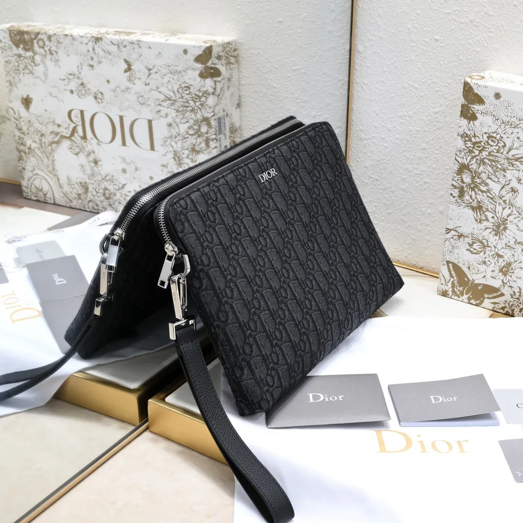 Dior 黑色 米色 皮革 手拿包 精致手拿款