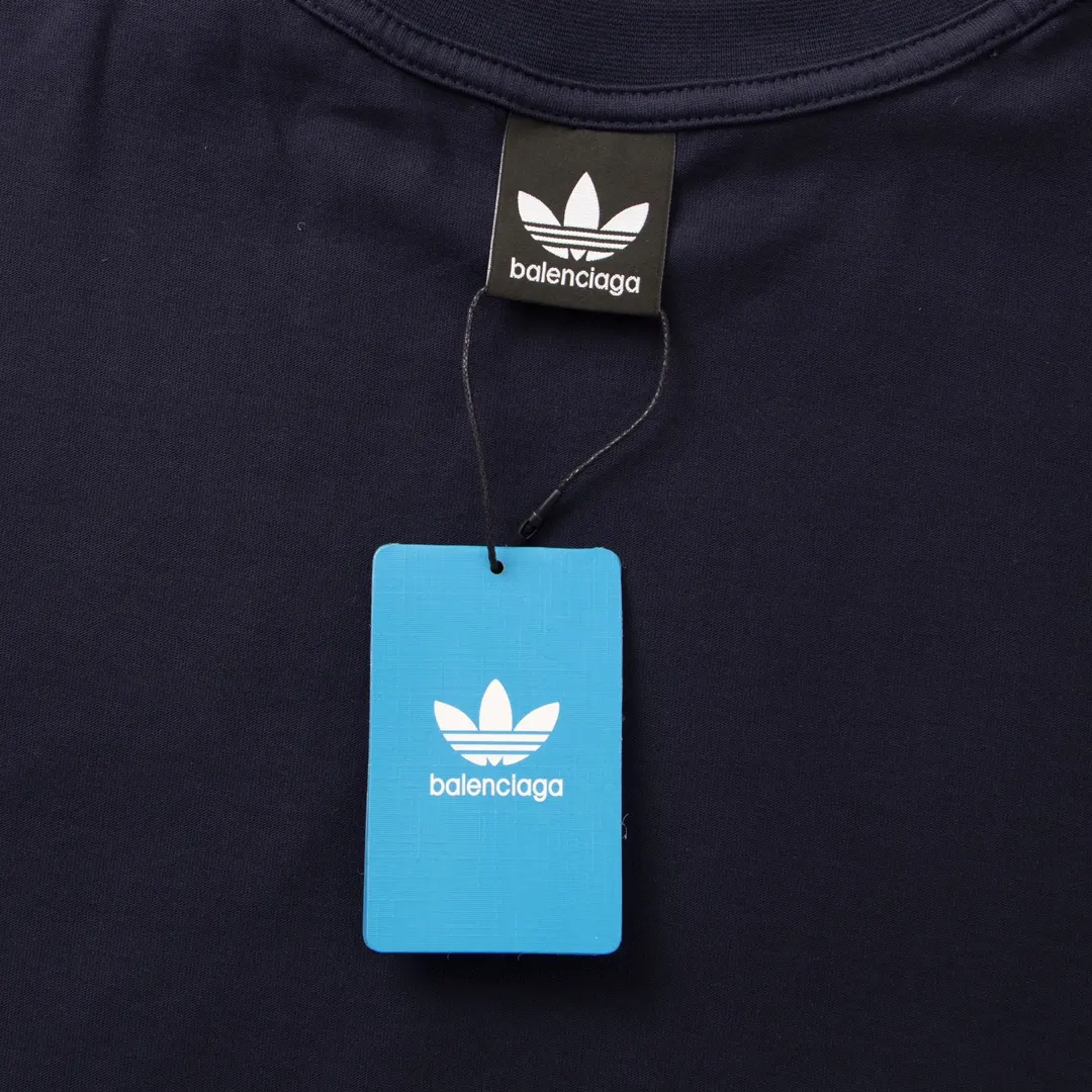 Balenciaga Blue Logo Short Sleeve T-Shirt Street