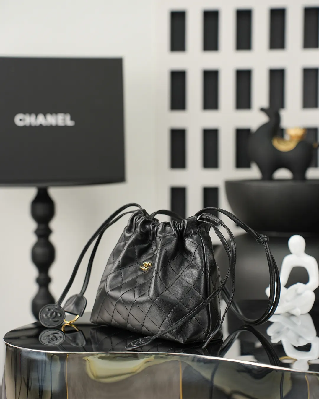 Chanel Black Top Handle Bag Commuter