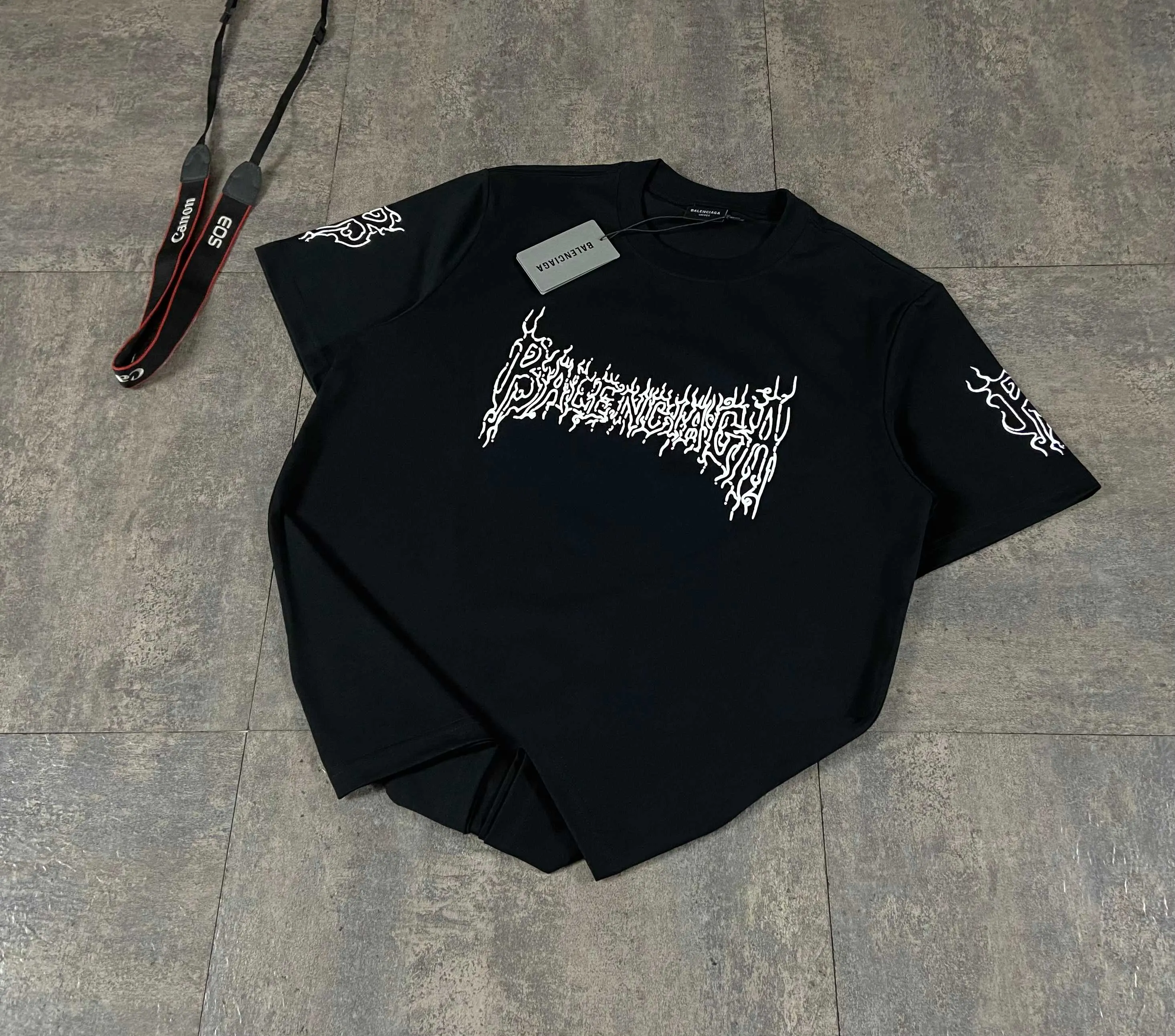 Balenciaga Black Cotton Short Sleeve T-Shirt Loose