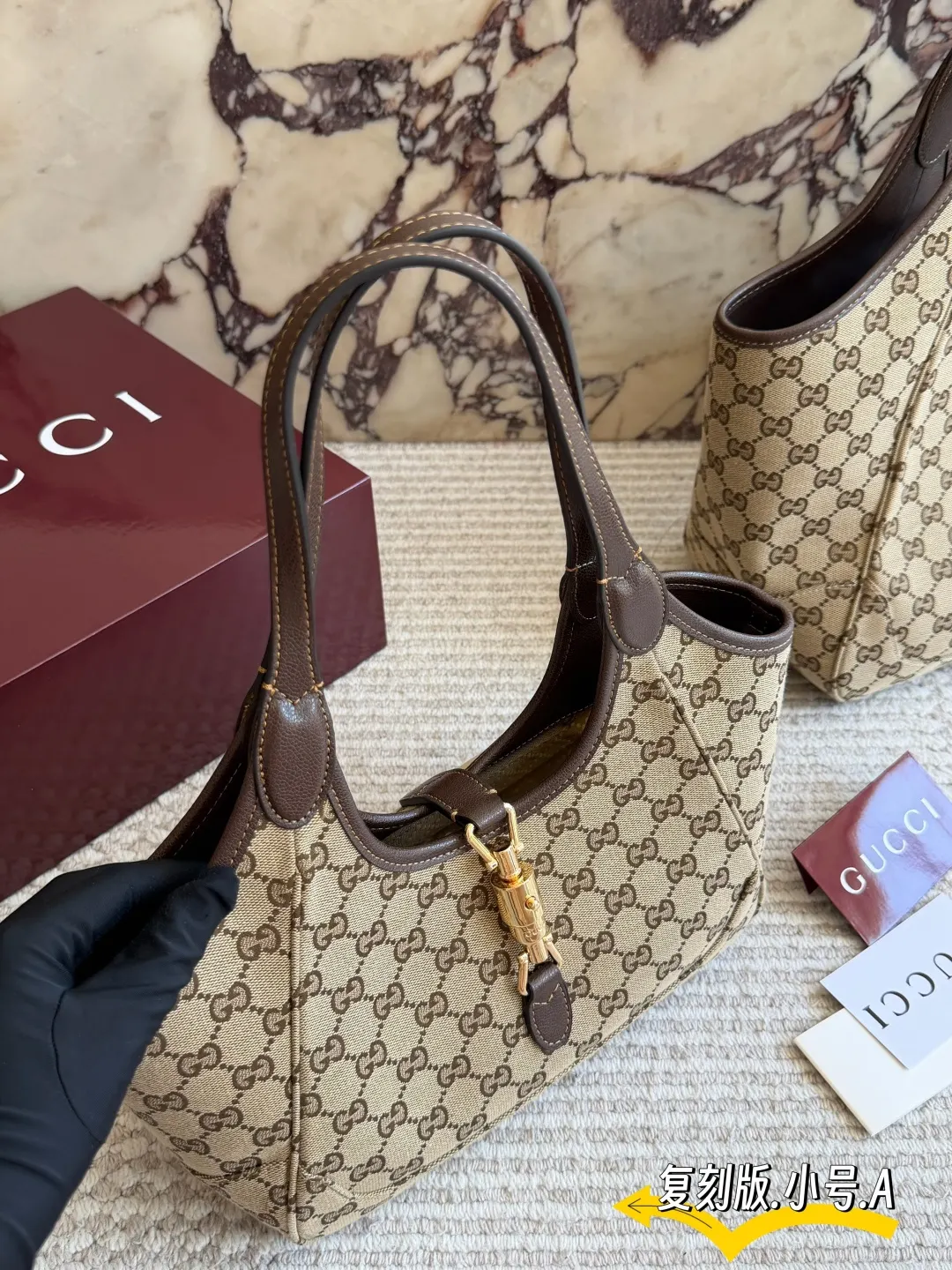 Gucci Jackie 1961 Monogram Caramel Leather Underarm Bag Shoulder and Crossbody Wear Image 5 Gucci Jackie 1961 Monogram Caramel Leather Underarm Bag Shoulder and Crossbody Wear Image 5