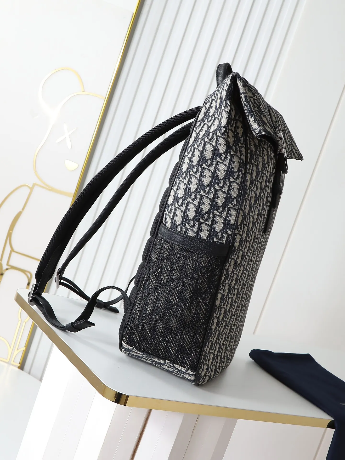 Dior 米色 牛皮 市场 欢迎对比 卷顶双肩 米色 Obli 双肩包 实用双肩款