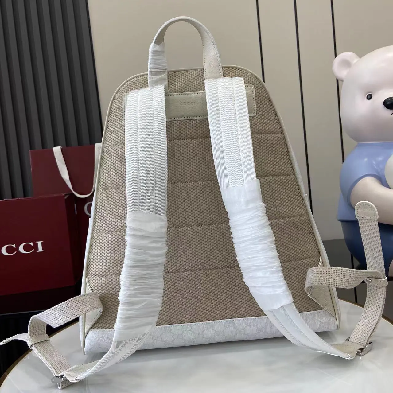 白色 綠色 帆布 雙肩包 实用雙肩款